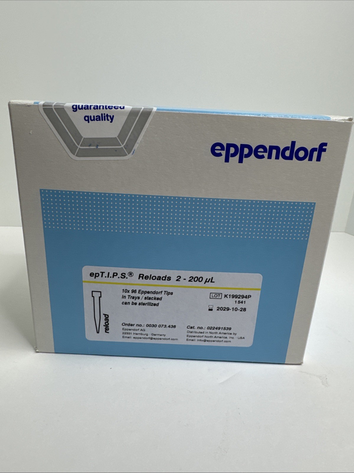 Eppendorf 022491539 epT.I.P.S. Reloads 2-200uL 1 BOX (10 trays× 96 tips)