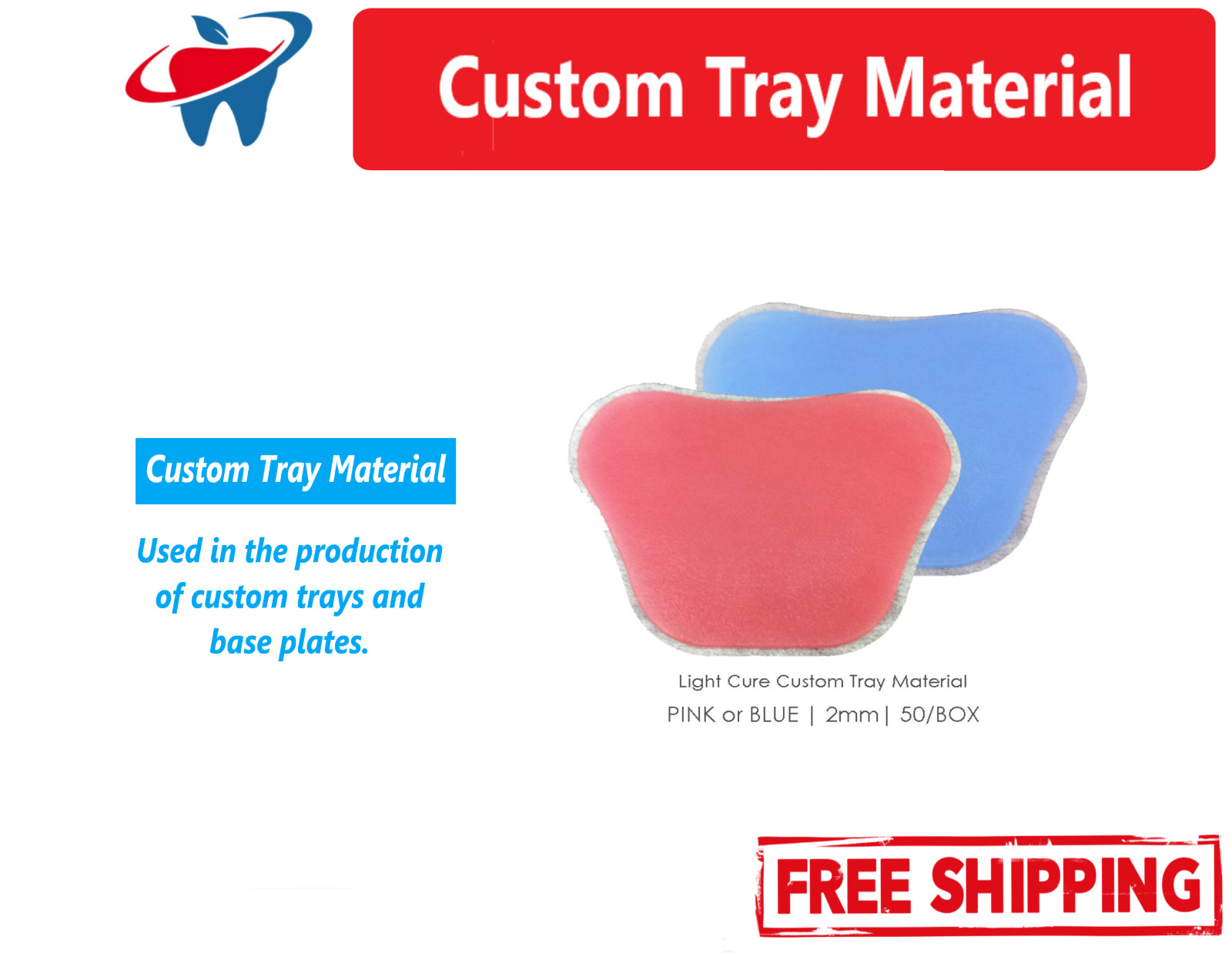 Dental Lab Hybrid Composite Custom Tray Material Light Cured, Blue, Pink, USA
