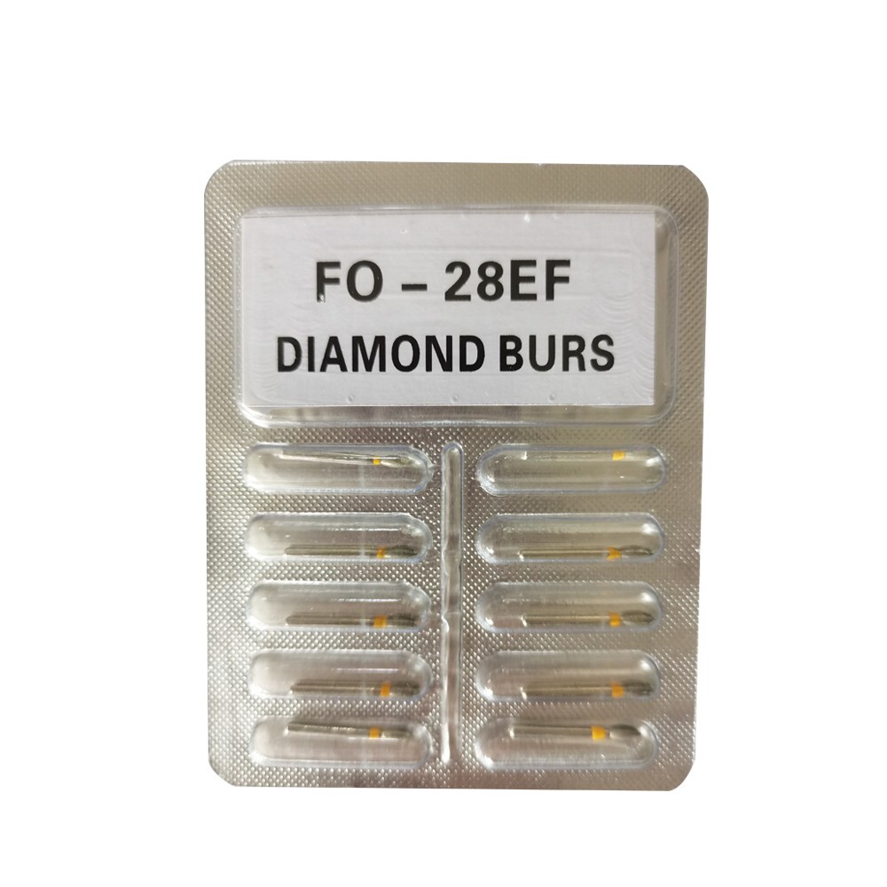 100Pcs FO-28EF Dental Diamond Burs for High Speed Handpiece FG 1.6mm 10Pcs/Pack
