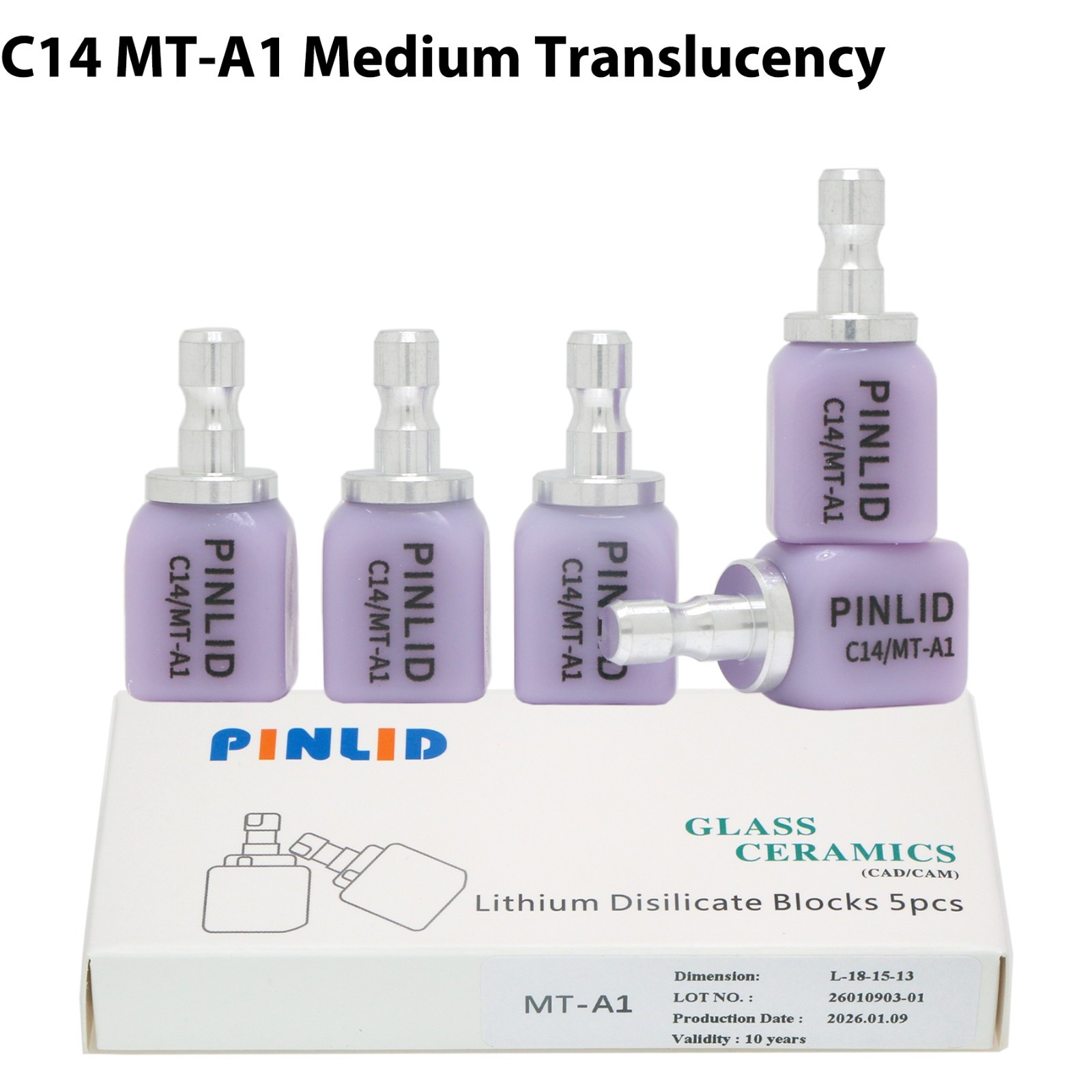 Dental C14 MT Emax Glass Ceramic Blocks Lithium Disilicate CAD/CAM CEREC