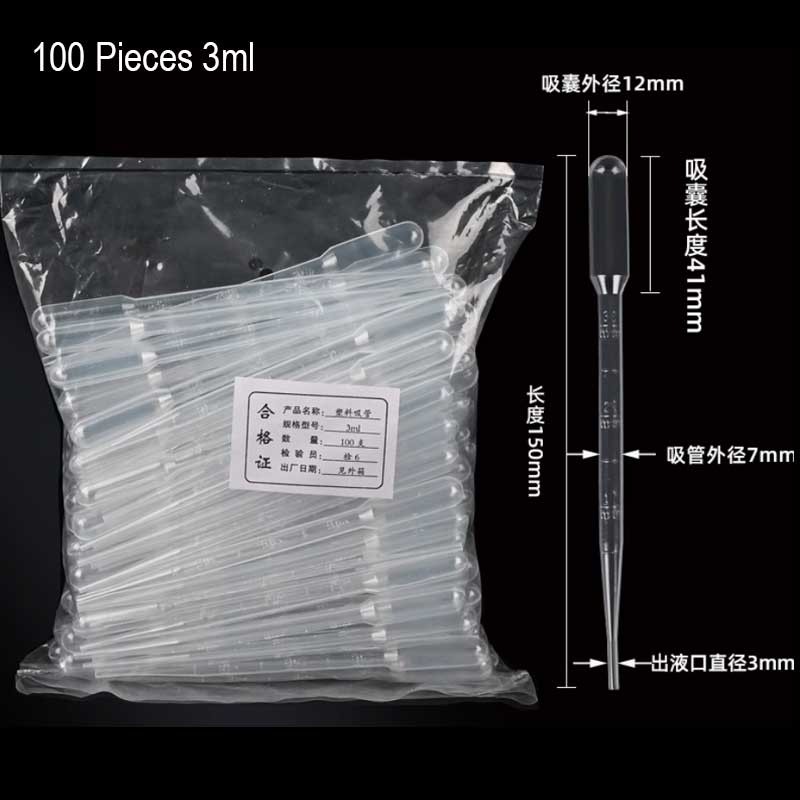 100 Pieces 3ml Pasteur Plastic Graduated Transfer Pipettes One-off Dropper
