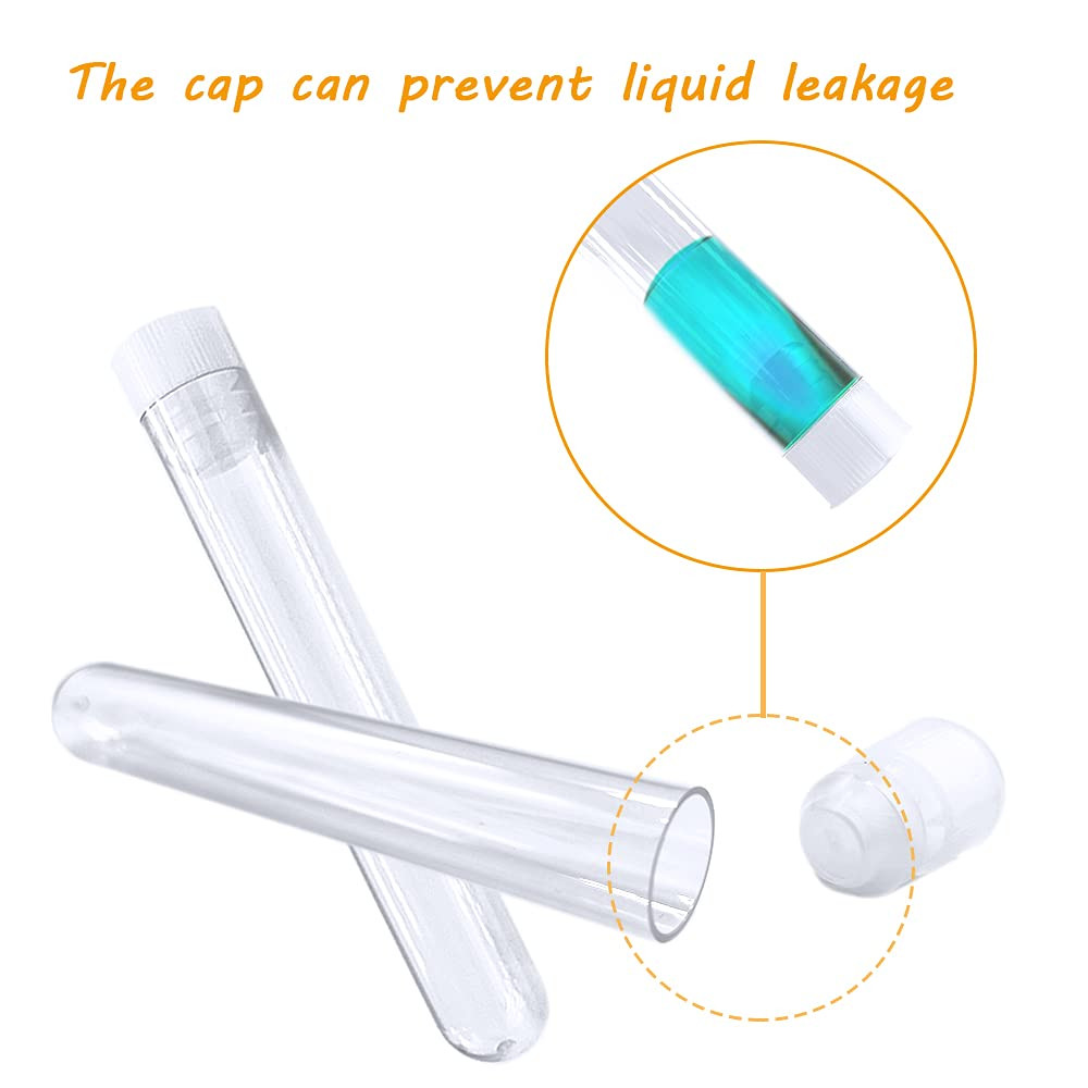 50Pcs 10Ml Clear Plastic Test Tubes with Rack,16 X 100Mm Tube with Caps and 50 H