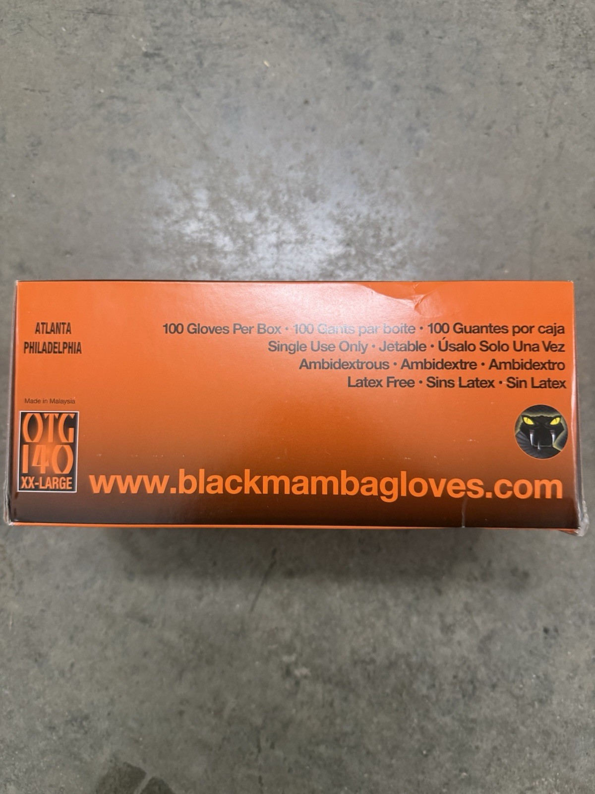 Black Mamba Orange Torque Grip Nitrile Powder-Free Gloves XX-Large 100 Count