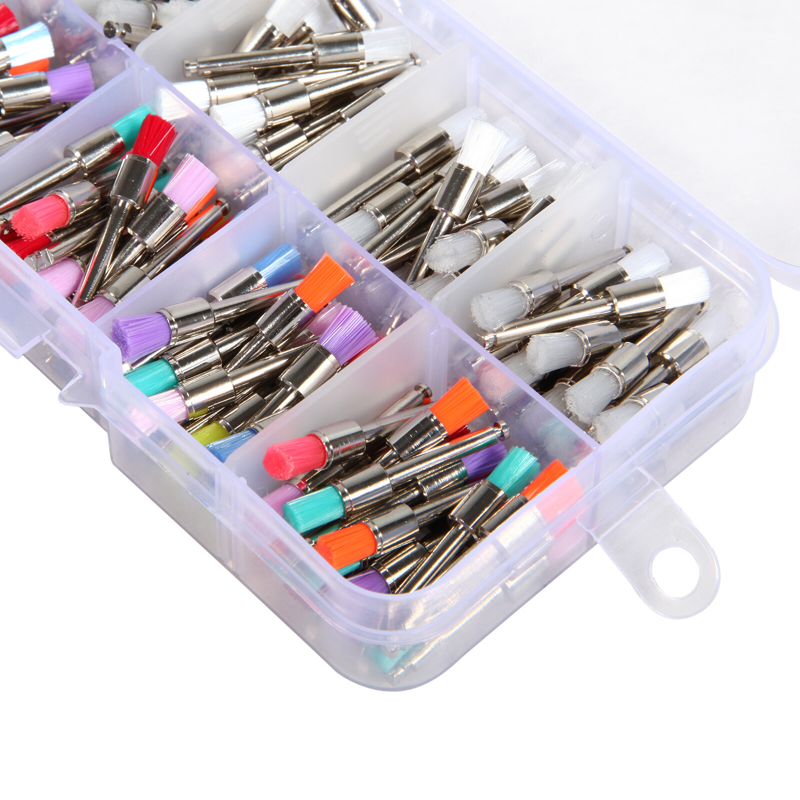 200 Pcs Dental White&Colorful Nylon Latch Flat Polishing Polisher Prophy Brushes