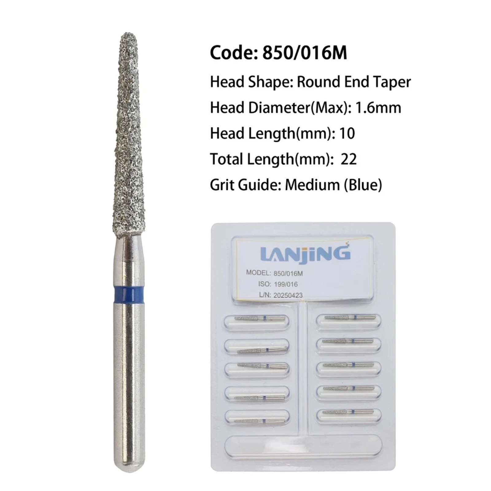 Dental Burs Diamond Round End Taper Surgical Long Ball Barrel FG for High Speed