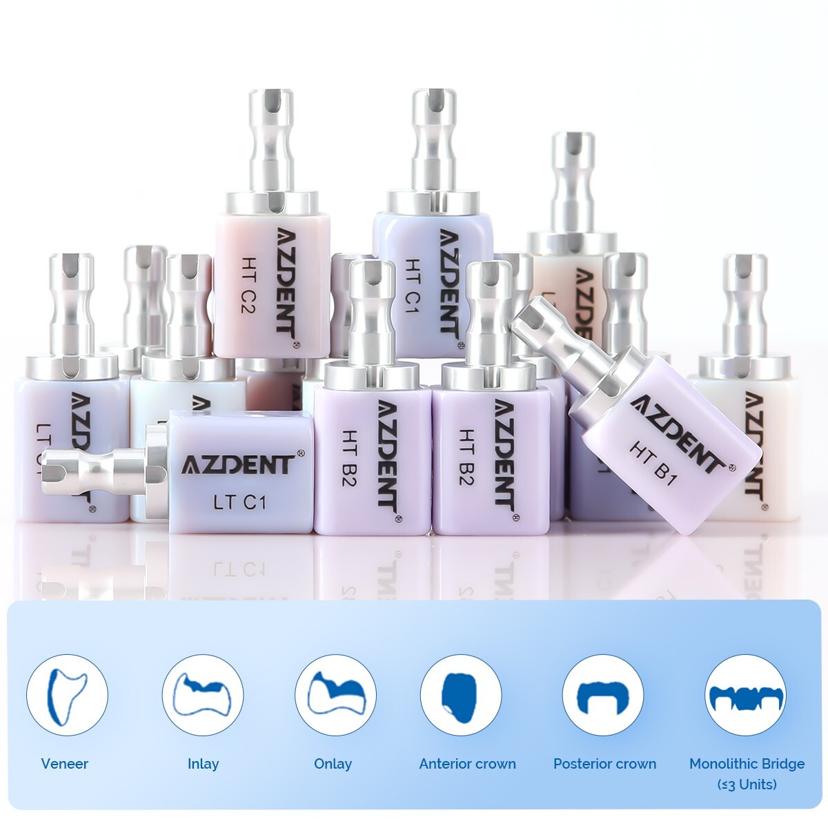 C14 Emax AZDENT Dental Glass Ceramic Lithium Dislicate CAD/CAM Cerec Blocks