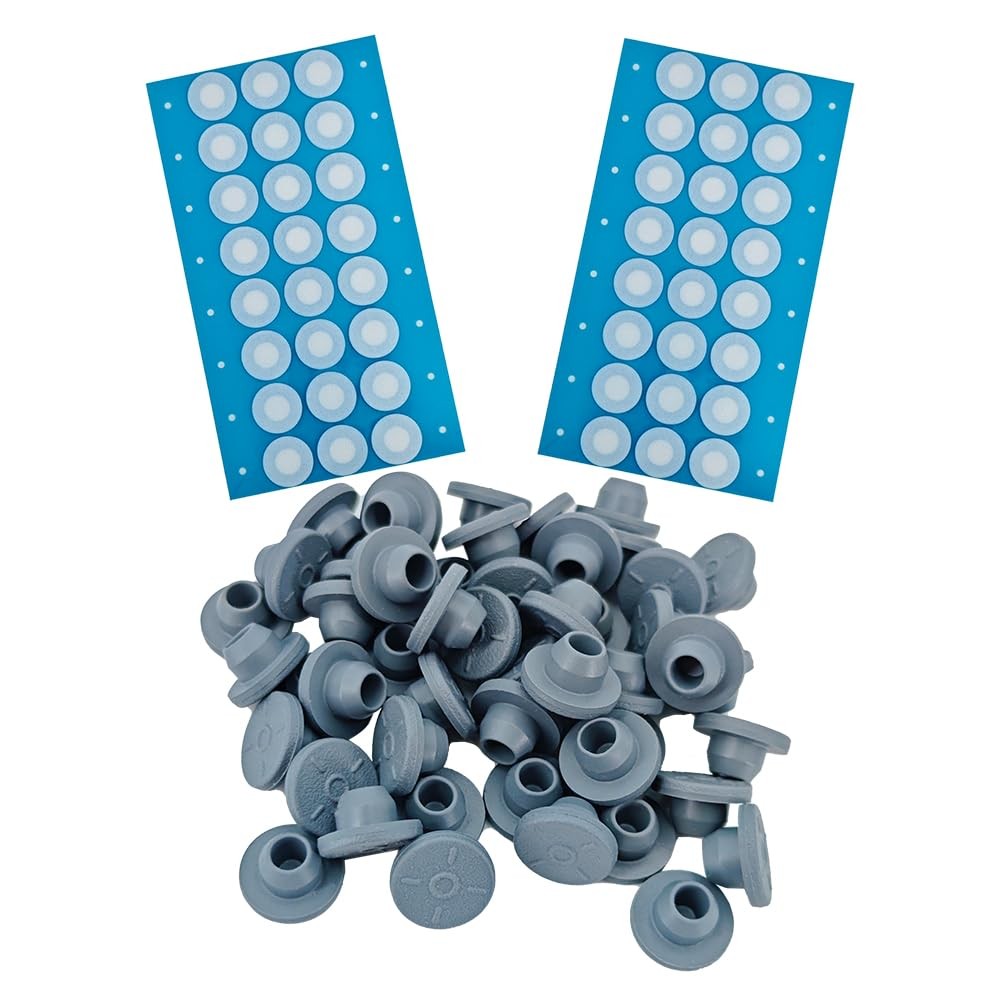 50 Pieces Mushroom Self Healing Injection Ports Vial Rubber Stoppers Injectio…