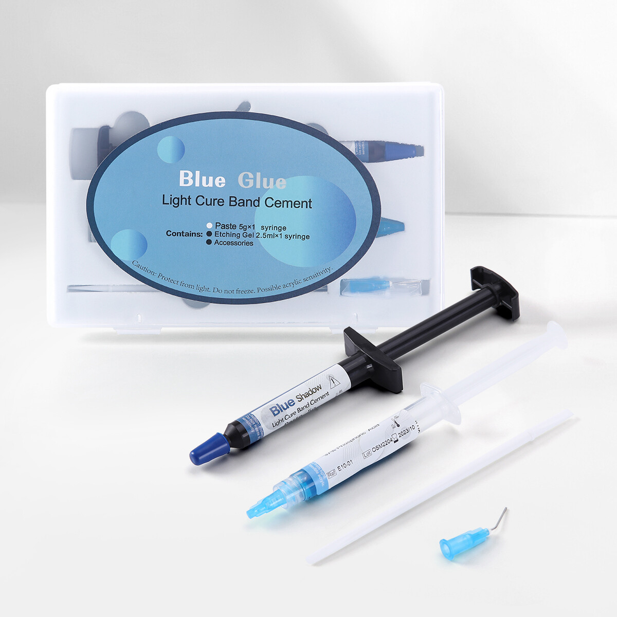 Dental Orthodontic Adhesive Light Cure Adhesive Paste+Etchant Acid Gel Blue Glue