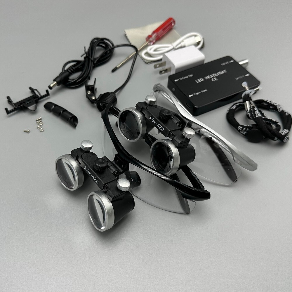 3.5X-420 Dental Binocular Loups Clip-on Magnifying Loupe for Glasses US/EU Plug