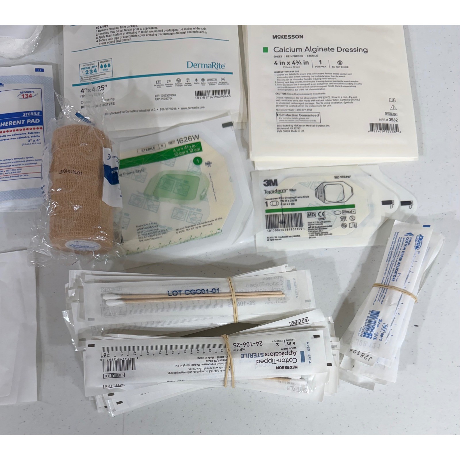 Large Wound Care Medical Supply Lot Mixed Sizes White Sterile Bandage Dressing