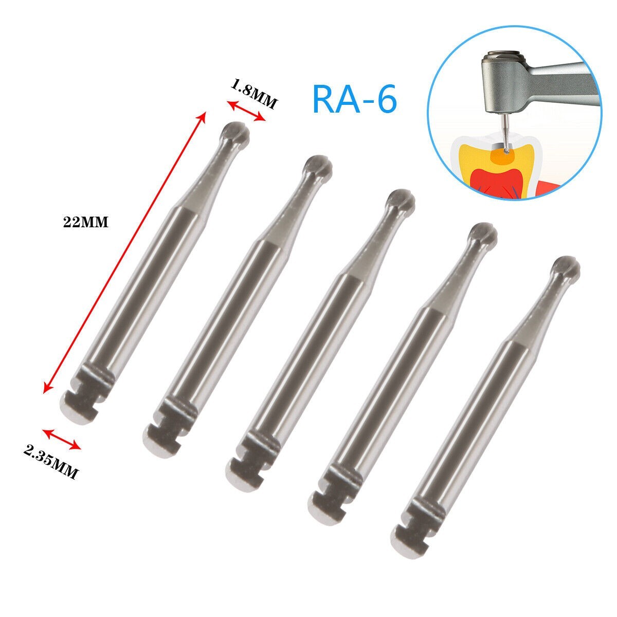 Dental Round Latch Carbide Bur RA 1 2 3 4 5 6 7 8 For Slow Speed 5Pcs/Box
