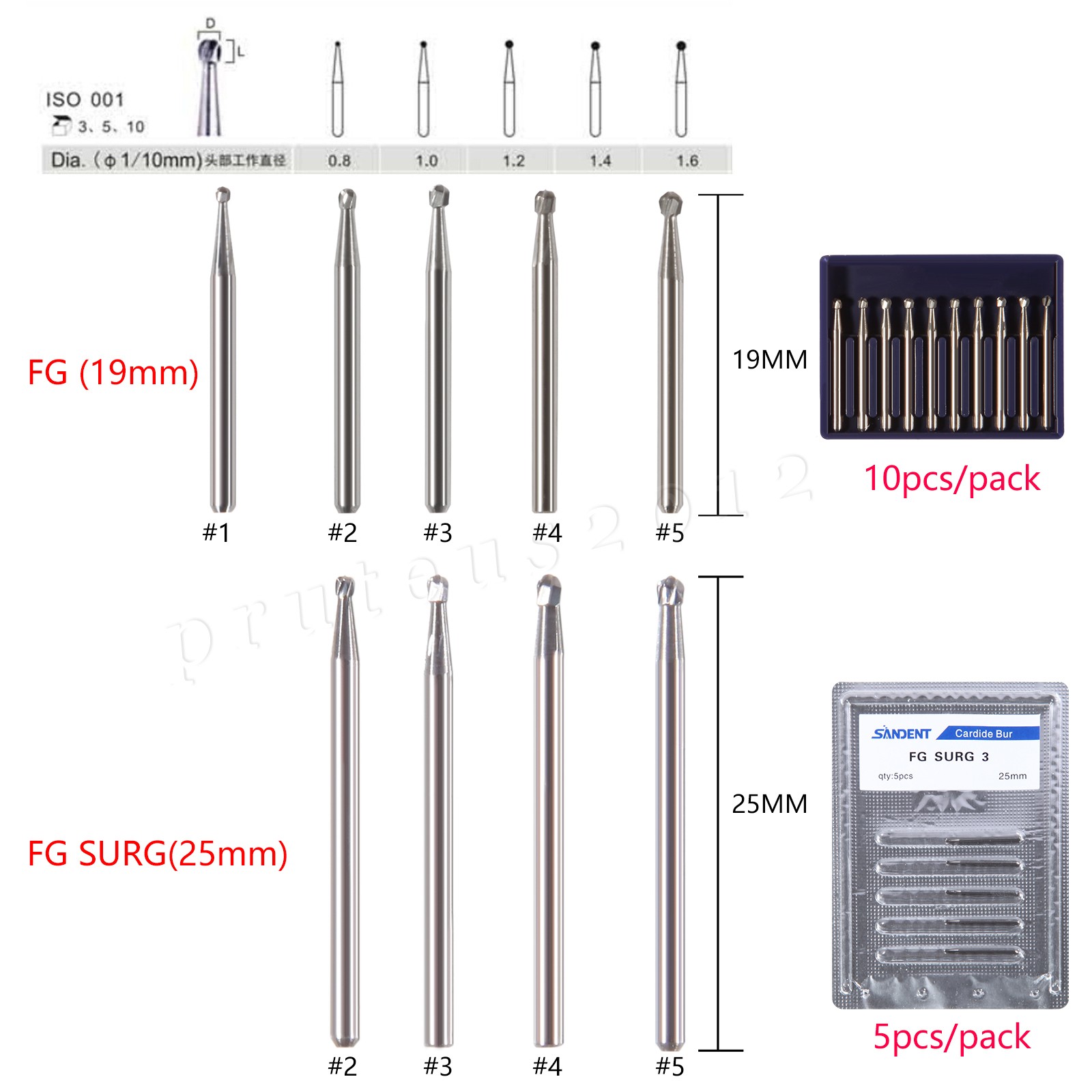 Dental Oral Surgical Bur Carbide Round Straight Taper Fissure Pear FG SURG