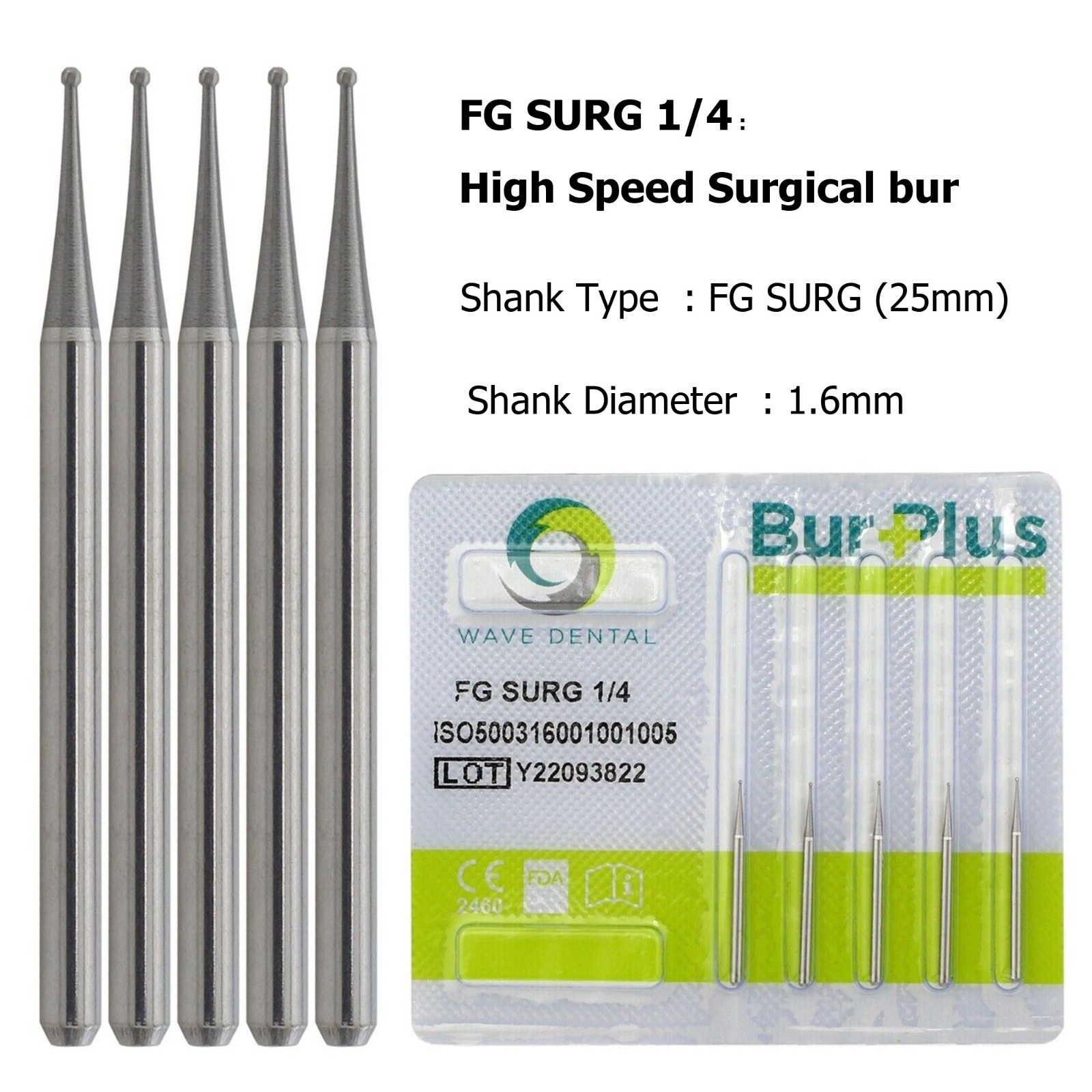 Wave Dental Surgical Bur Round Carbide Diamond Bur Long Round Ball High Speed FG