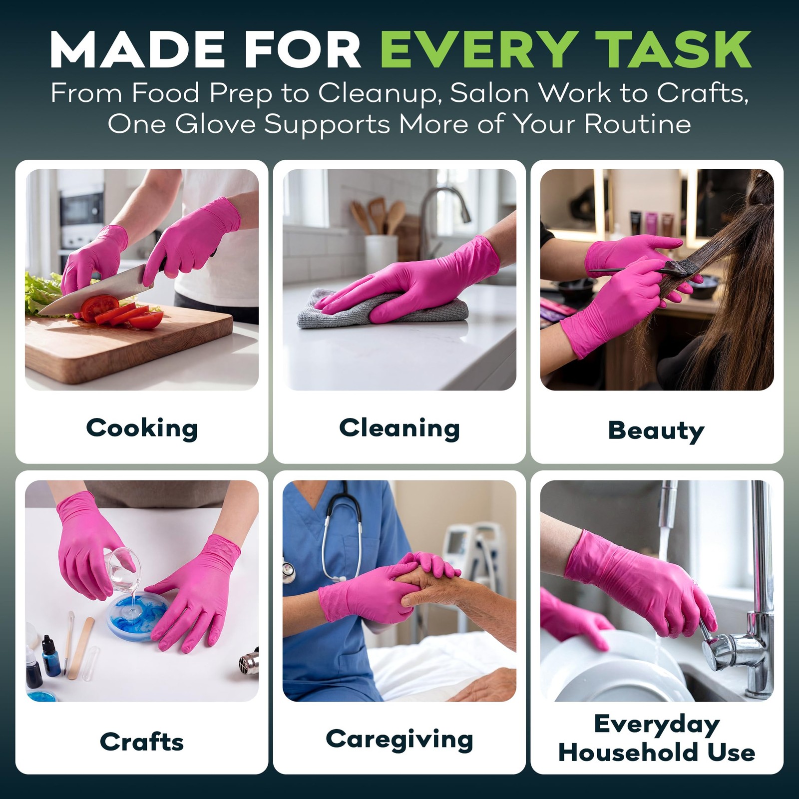 Fuchsia Hot Pink Nitrile Disposable Gloves – 50 Count – 3 Mil Medium