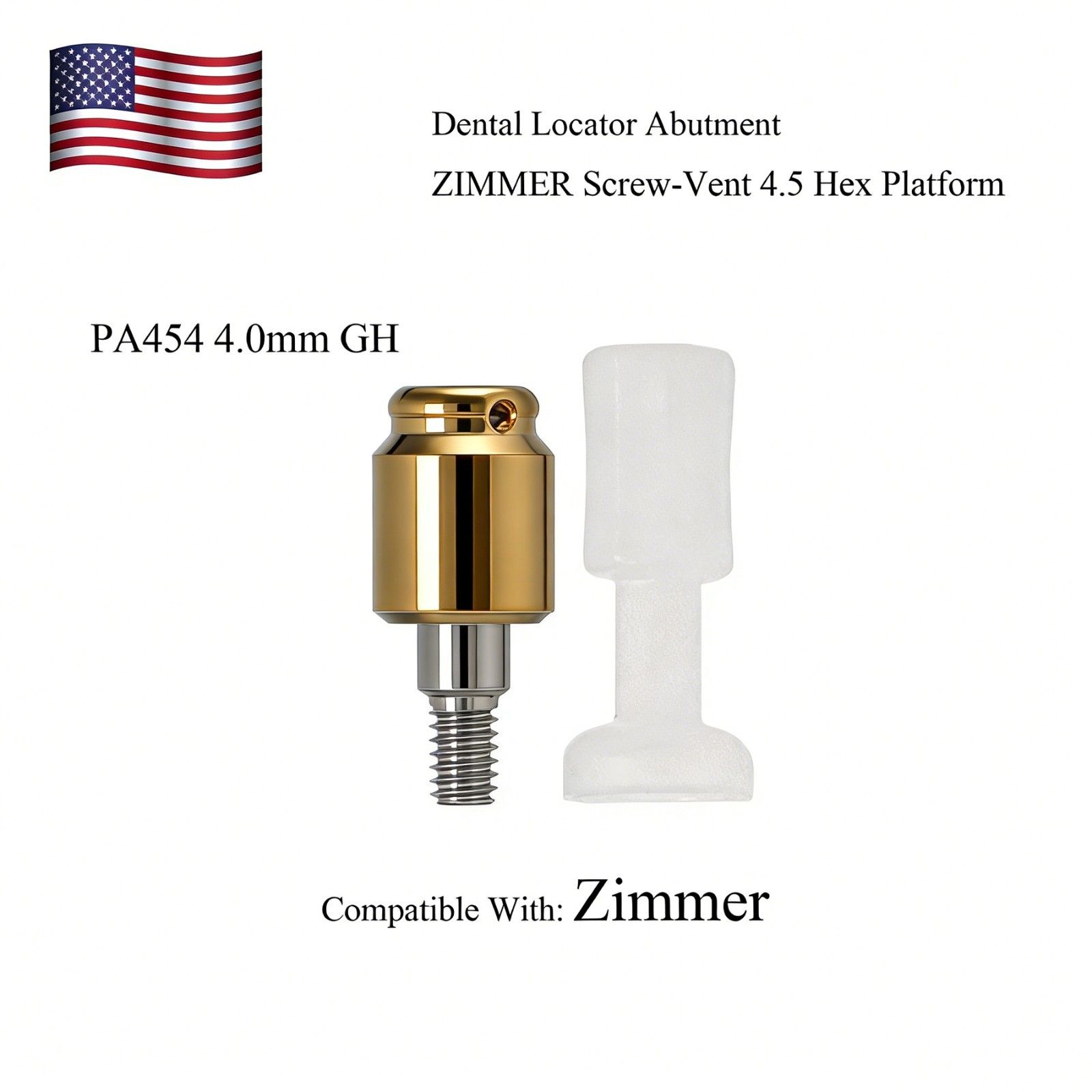 US Dental Zest Locator Abutment for Zimmer Screw-vent 4.5 Internal-Hex Platform