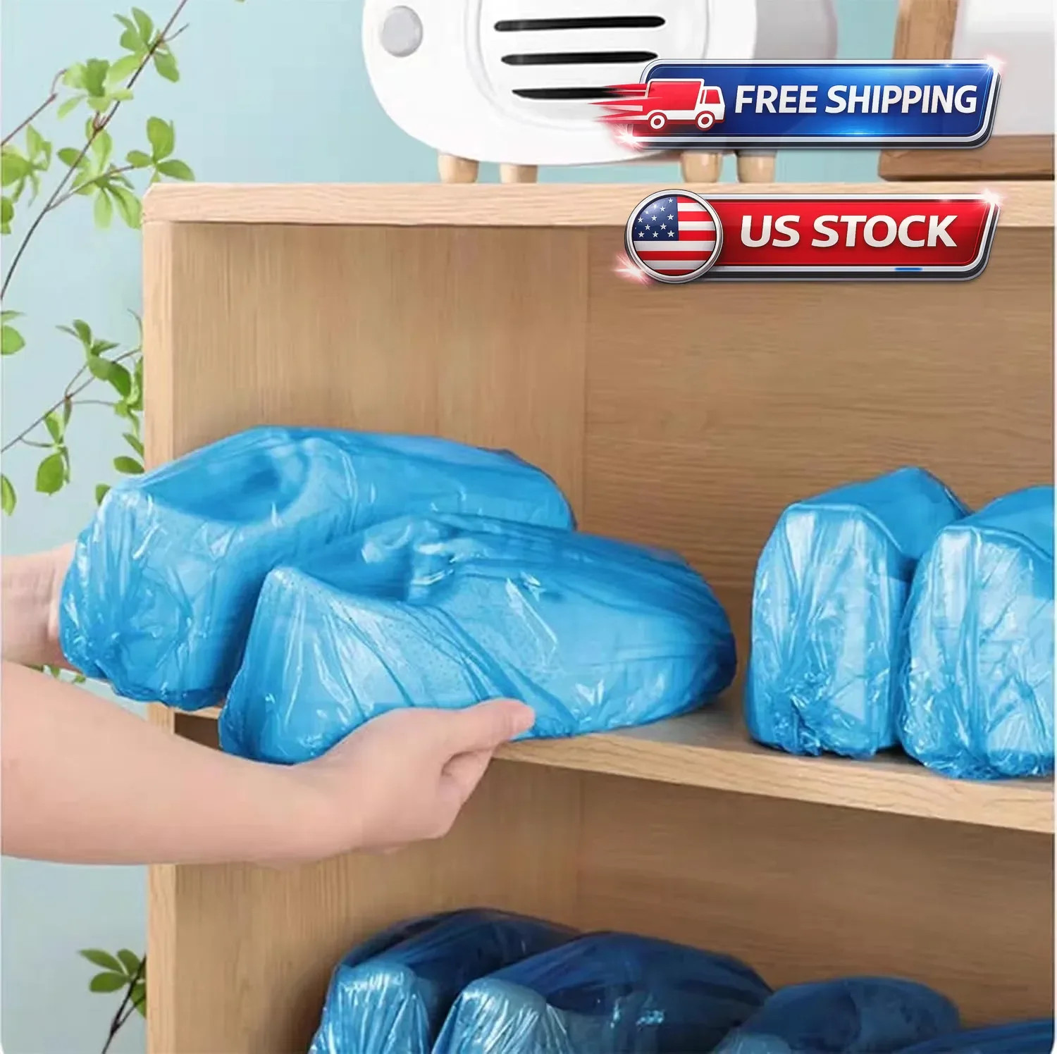 200 Pack Waterproof Non Slip Disposable Shoe Covers Indoor Outdoor Booties Blue