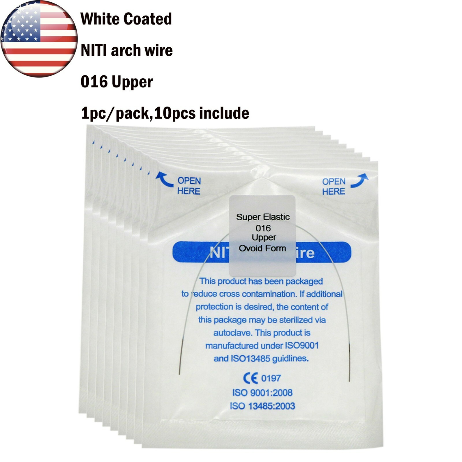 10Pcs Dental Orthodonic Niti White Arch Wire Super Elastic Upper Lower 012-020