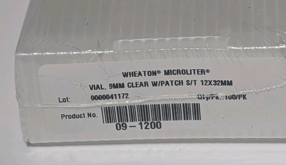 Wheaton MicroLiter 9mm Clear Screw Thread HPLC Vials 12x32mm Certified 100/Pack