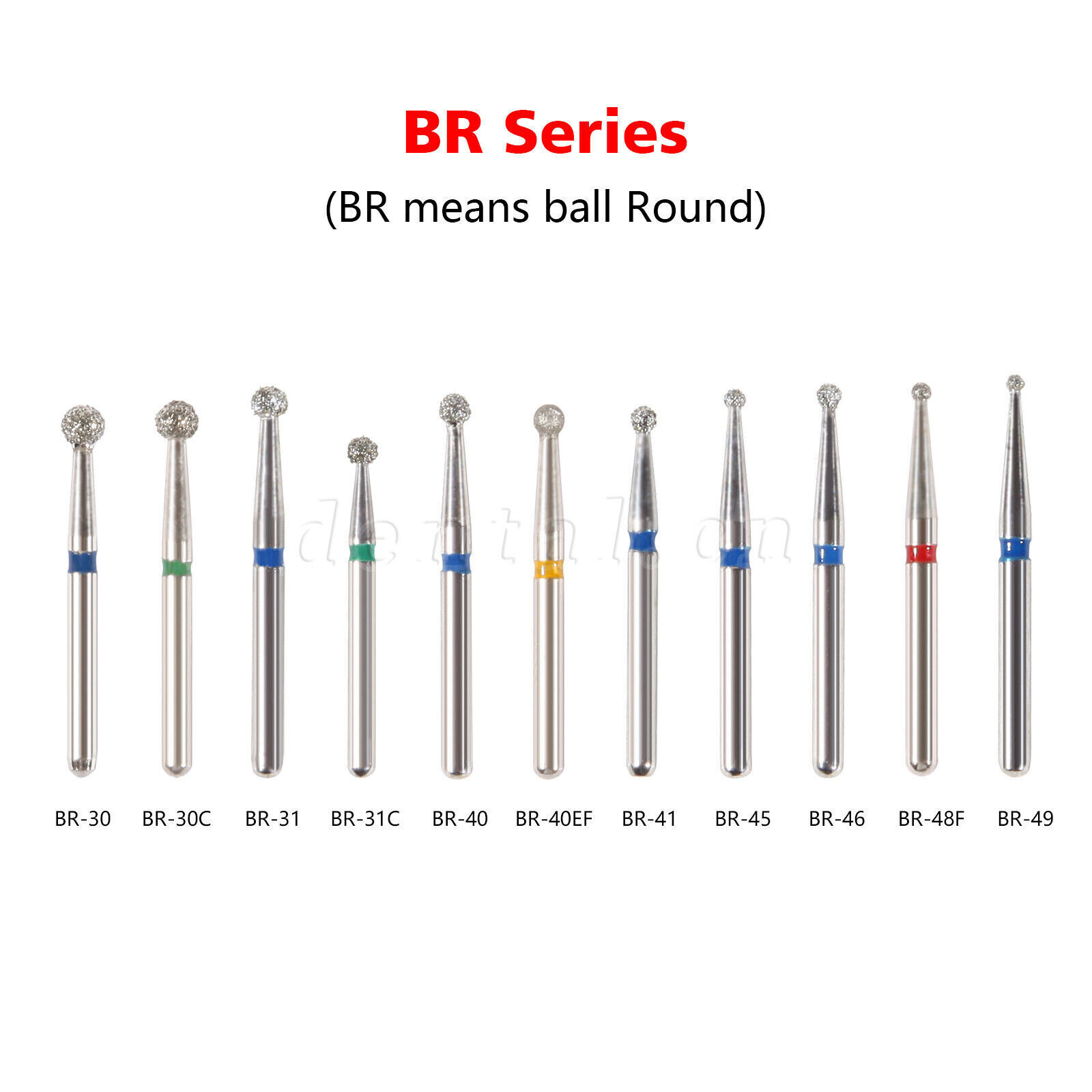 50 pcs Dental Turbine Diamond Burs For High Speed Handpiece Friction Grip Burs