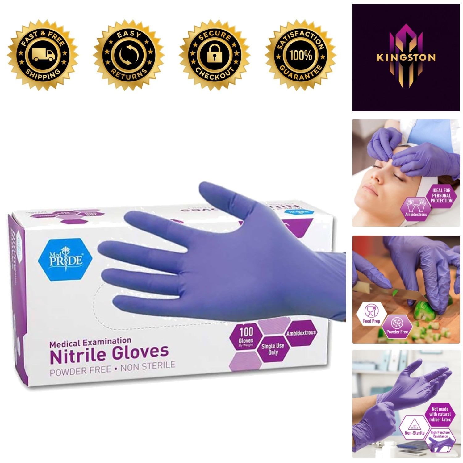 Comfortable Medium Nitrile Exam Gloves in Iris Blue – Box of 100 for All Needs