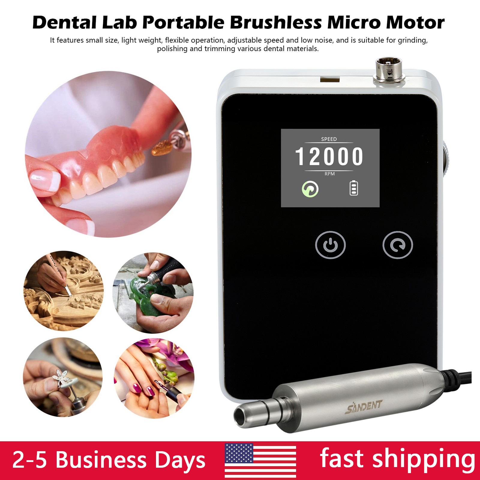 Dental Lab Marathon Micromotor N3 / 35K RPM Handpiece Polisher /10* Carbide Burs