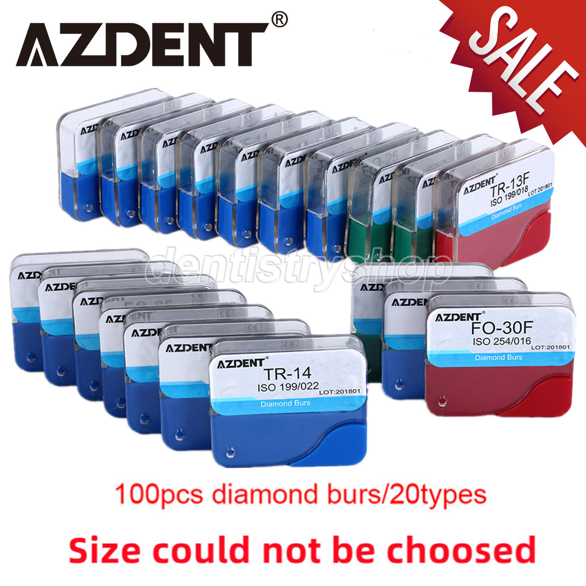 20Boxes/100Pcs Dental Diamond Burs For High Speed Handpiece Medium FG 5Pcs/Box