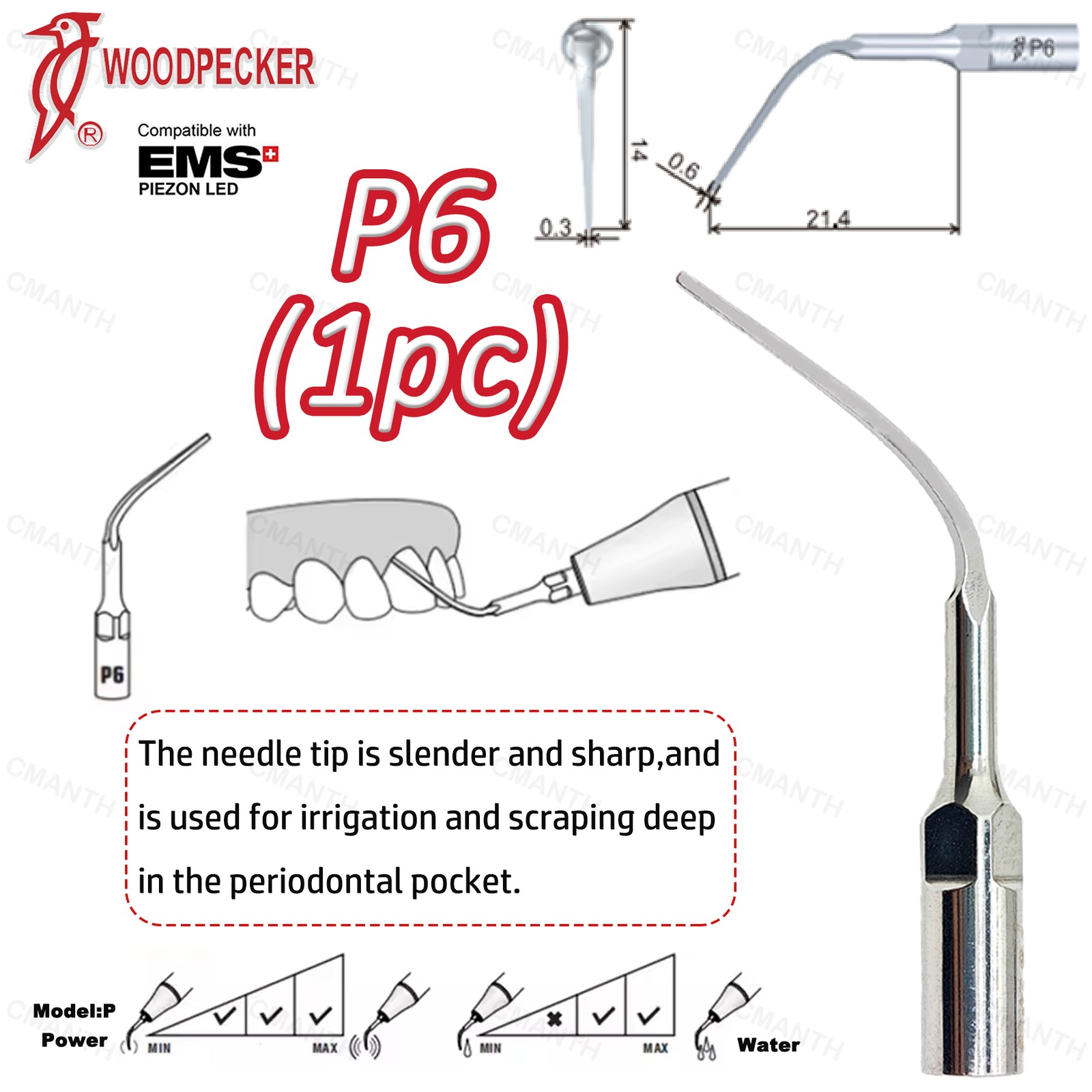 Woodpecker Dental Ultrasonic Scaler Tips Periodontics Tip Fit EMS USD Handpiece