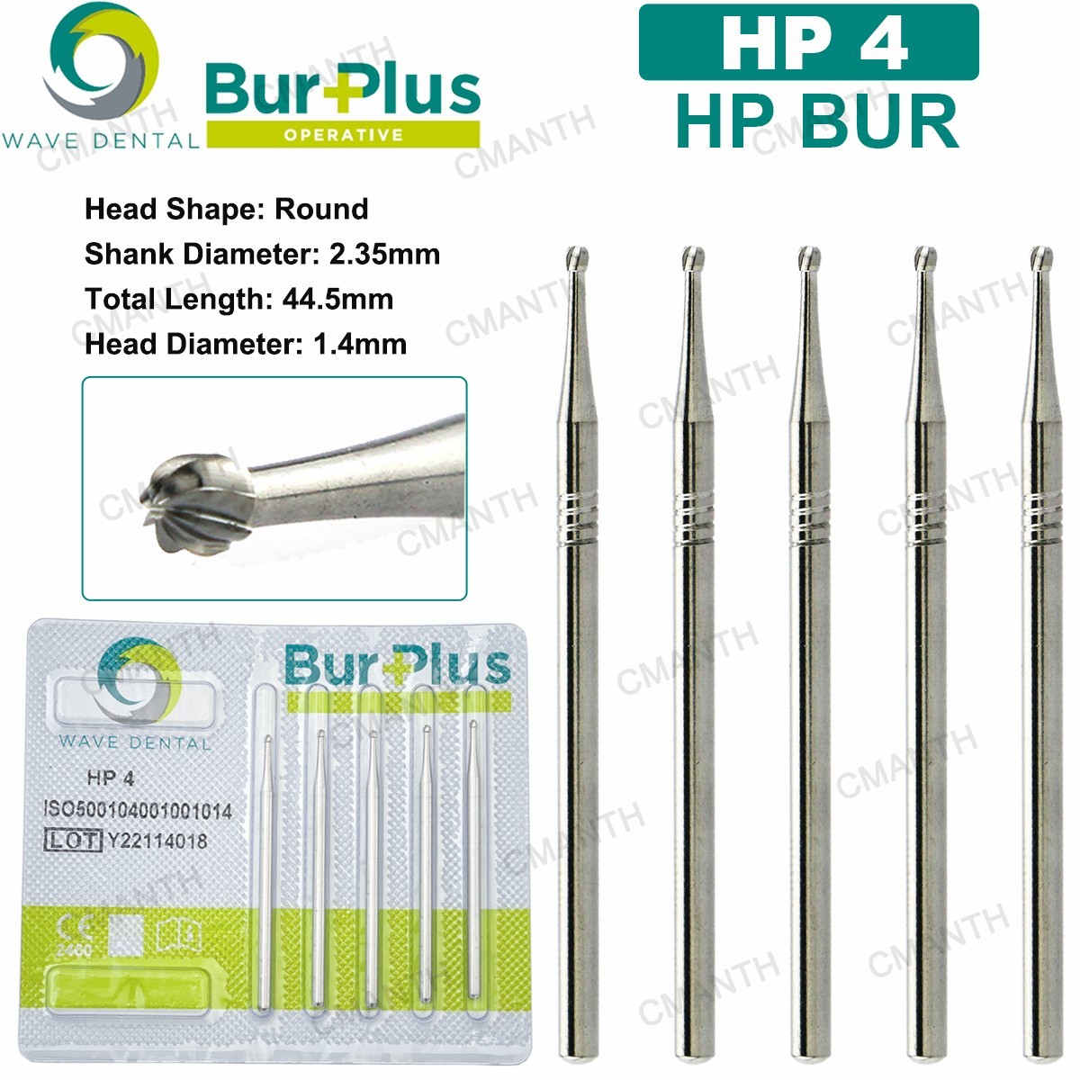 WAVE Dental Carbide Burs HP Surgical Burs Round For Straight Handpiece HP 2 4 8