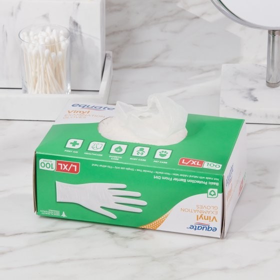 Vinyl Examination Gloves L XL 100 Count Disposable Powder Free Non Latex White