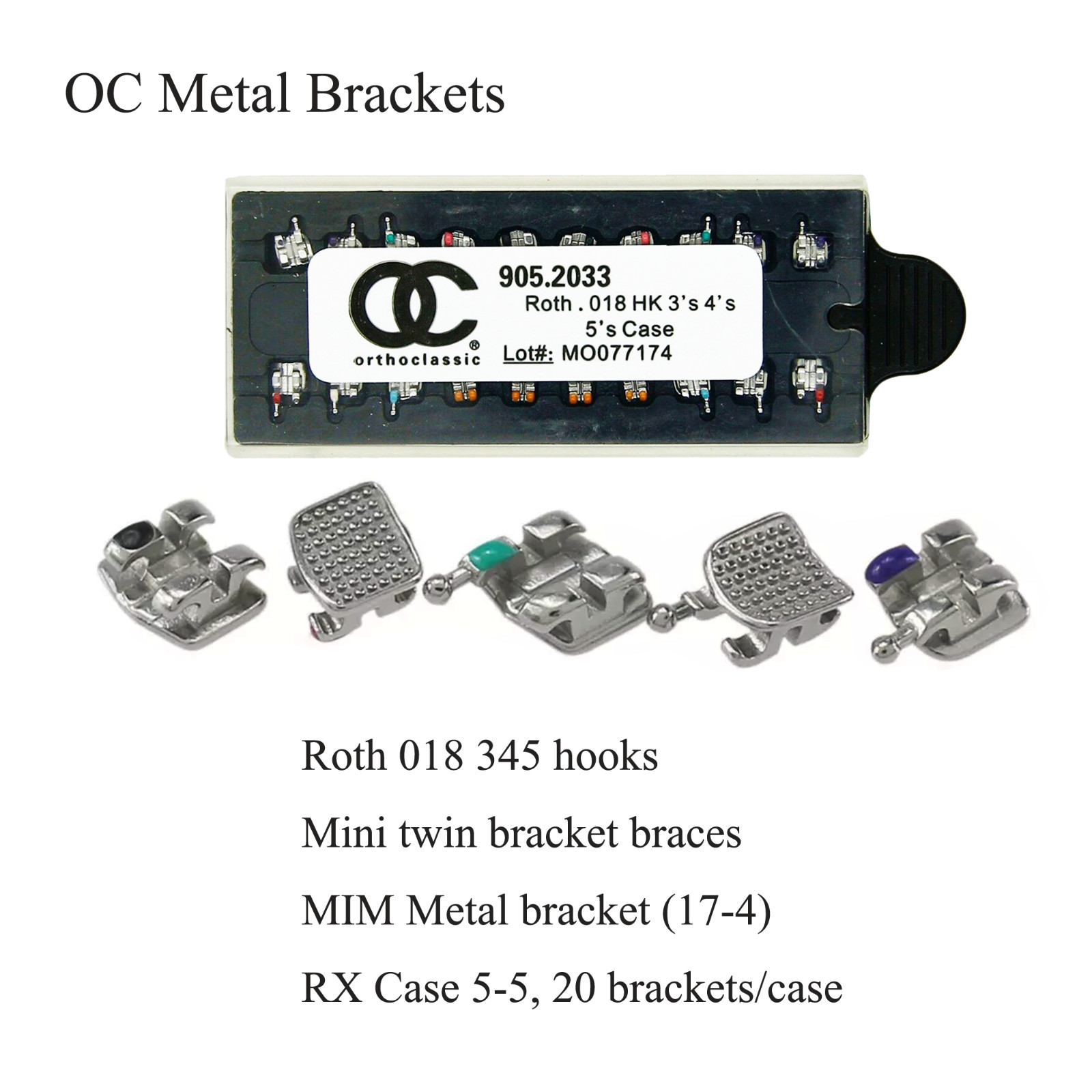 Dental Orthodontic Mini Brackets Metal Braces MIM ROTH MBT 018 022 345 Hooks