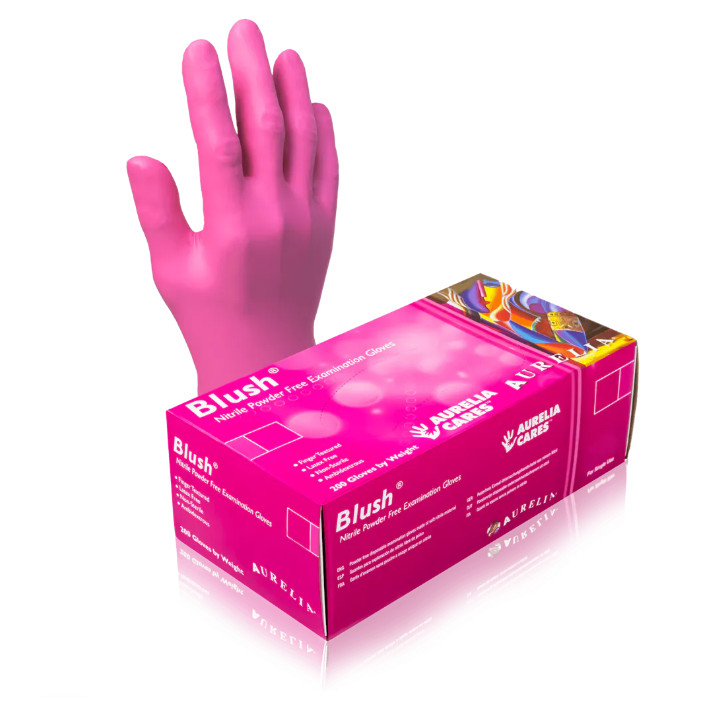 2000 Extra Small Pink Nitrile Exam Gloves Aurelia Blush Latex Powder Free XS