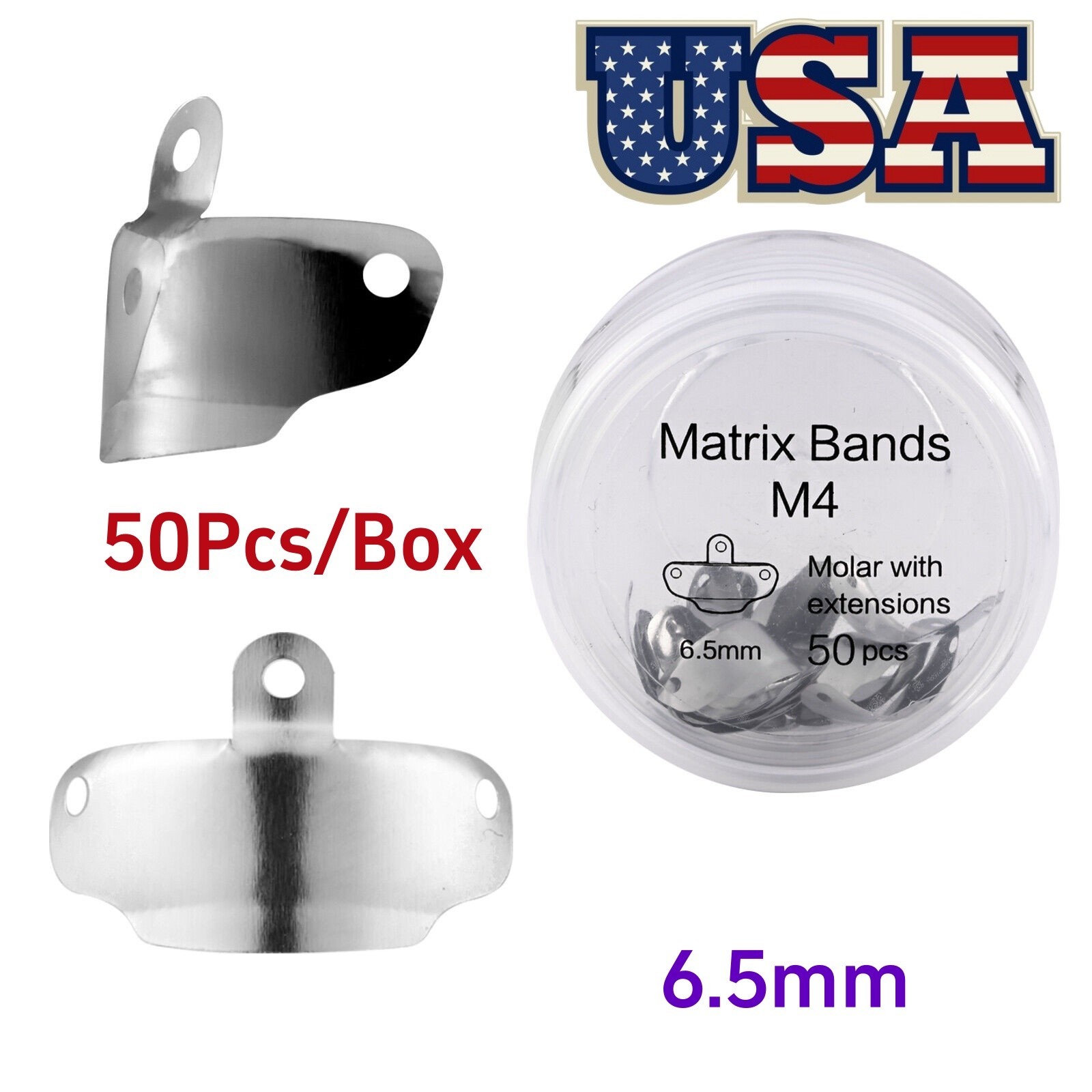 50Pc Dental Sectional Contoured System Matrix Bands M4 Metal Matrices Refill USA