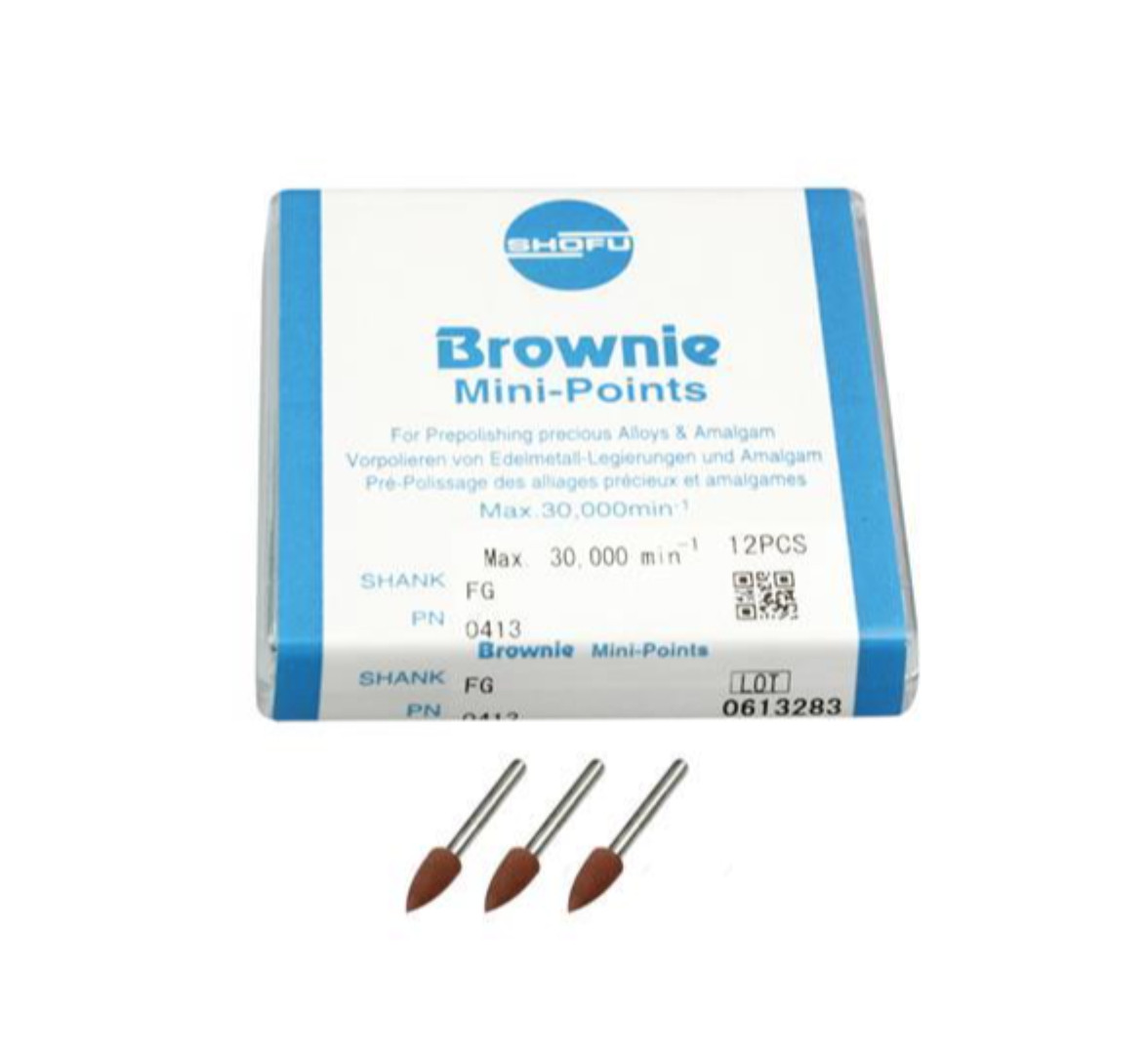 SHOFU BROWNIE (PREPOLISH) CA MINI POINT – PACKAGE OF 12 POINTS.