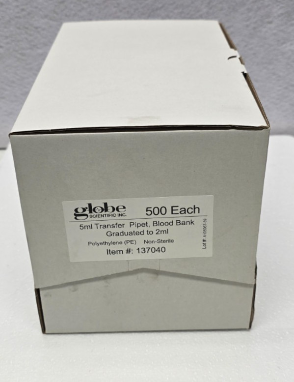 Transfer Pipette, 5.0ml, Large Bulb, Grad. to 2mL, 155mm, 500 Pack