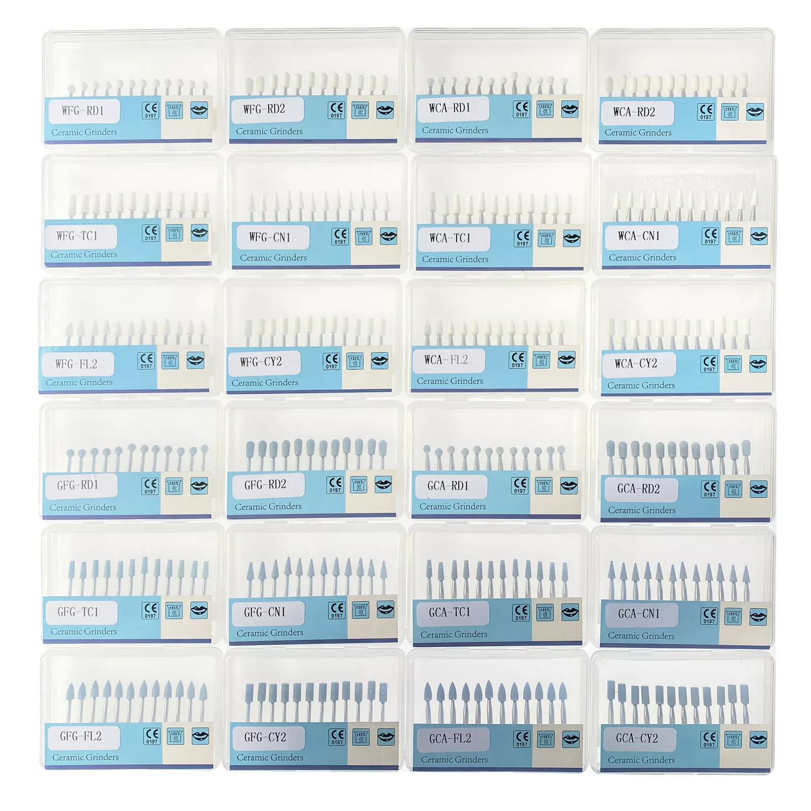 Dental White Stone Polishing Burs Flame/Cone/Round Mounted FG Abrasion Point