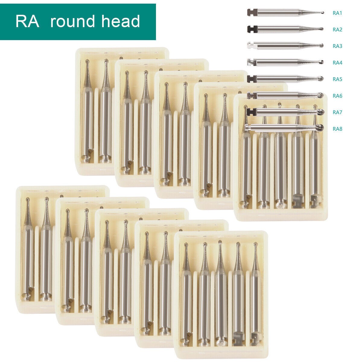 5 Pcs Dental Round Latch Carbide Bur RA 1 2 3 4 5 6 7 8 For Low Speed Handpiece