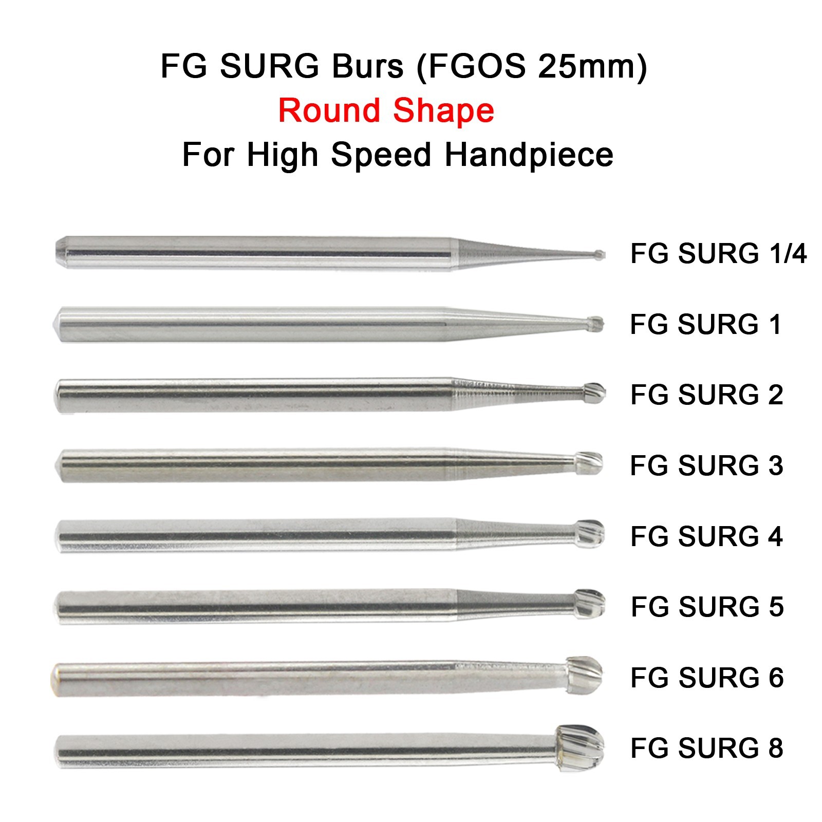 Wave Dental FGOS Surgical Burs Long Carbide Burr 25mm FG SURG 557 702 Round 4 6