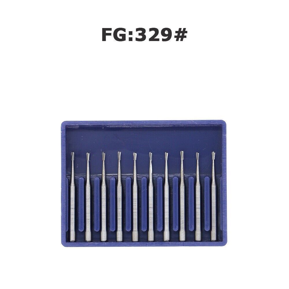 10 Pcs Dental Carbide Burs Pear-Shaped Type High Speed Tungsten Steel Bur FG329