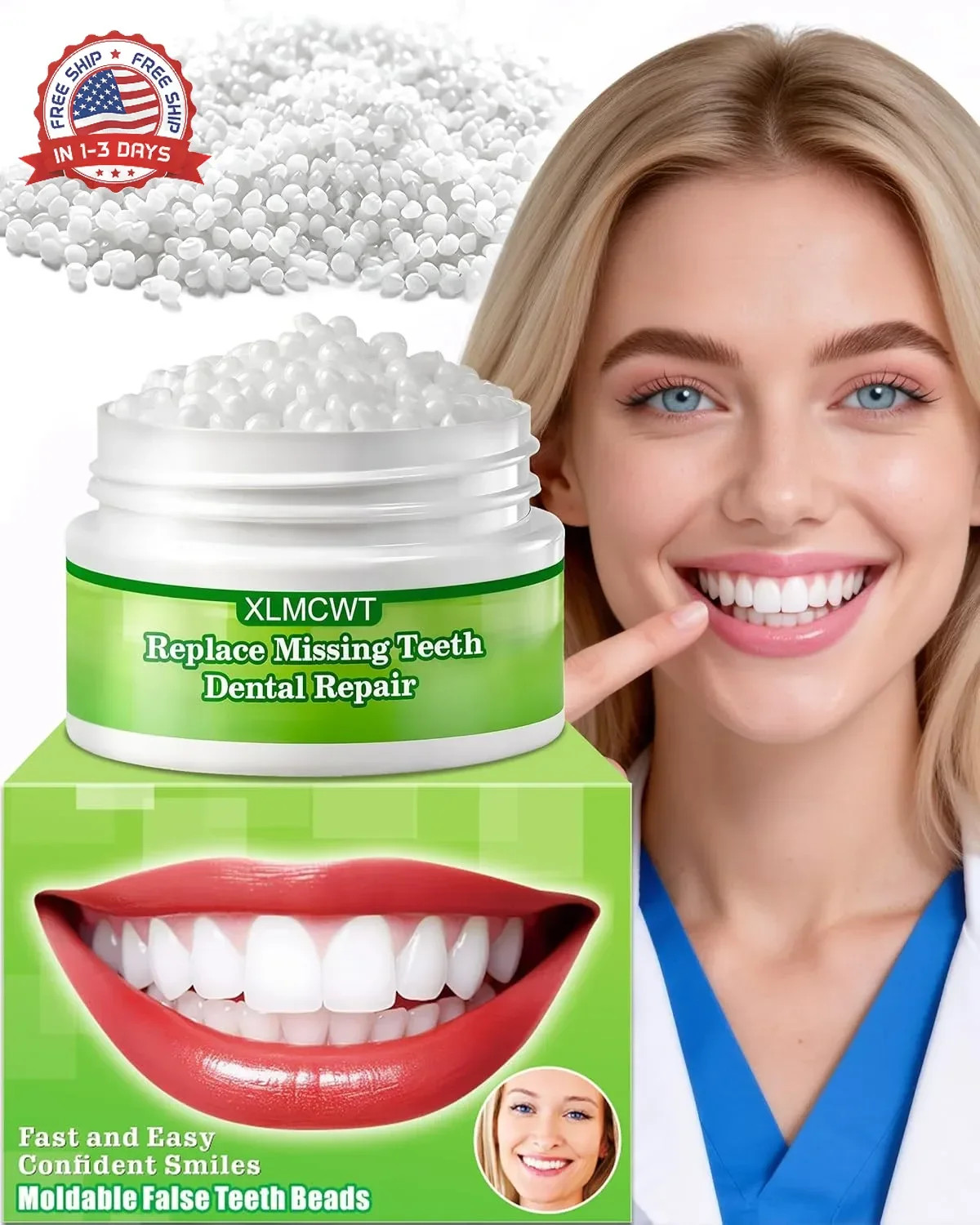 Temporary Tooth Repair Kit, Moldable False Teeth Beads | Fix Broken, Chipped, or
