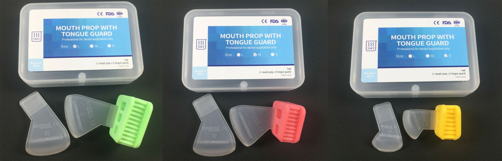 Dental Mouth Prop Tongue Guard Right Left Autoclavable 134℃ Bite Block L/M/S