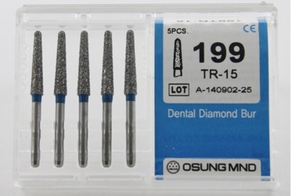 Dental Diamond Burs, Taper Round Shape, Std Grit Multiuse, 5 Pcs/Pk [1643-TR12]