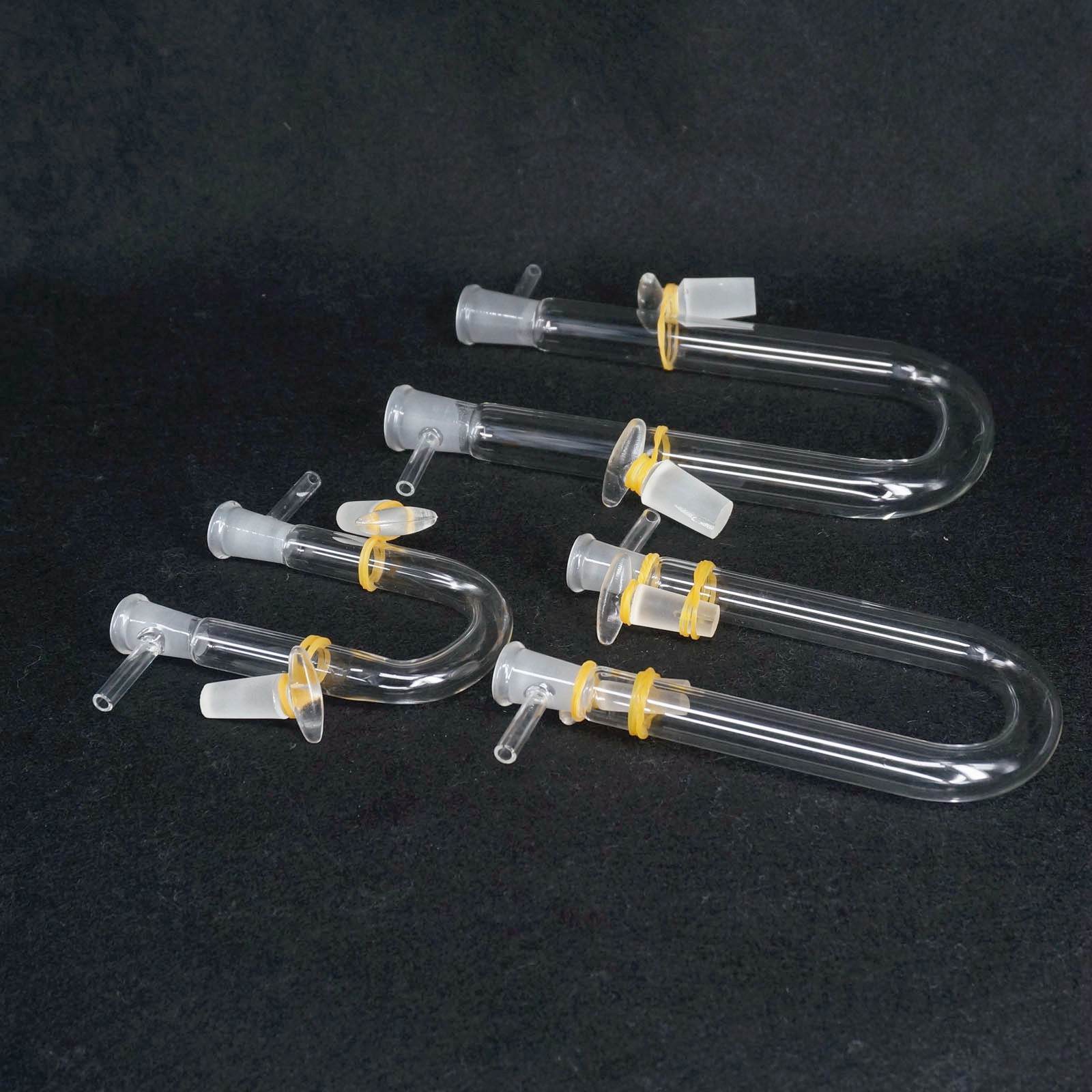 O.D 13/15/18/20mm Drying Glass Tube Adapter U shape With Stopper Side Arm Lab