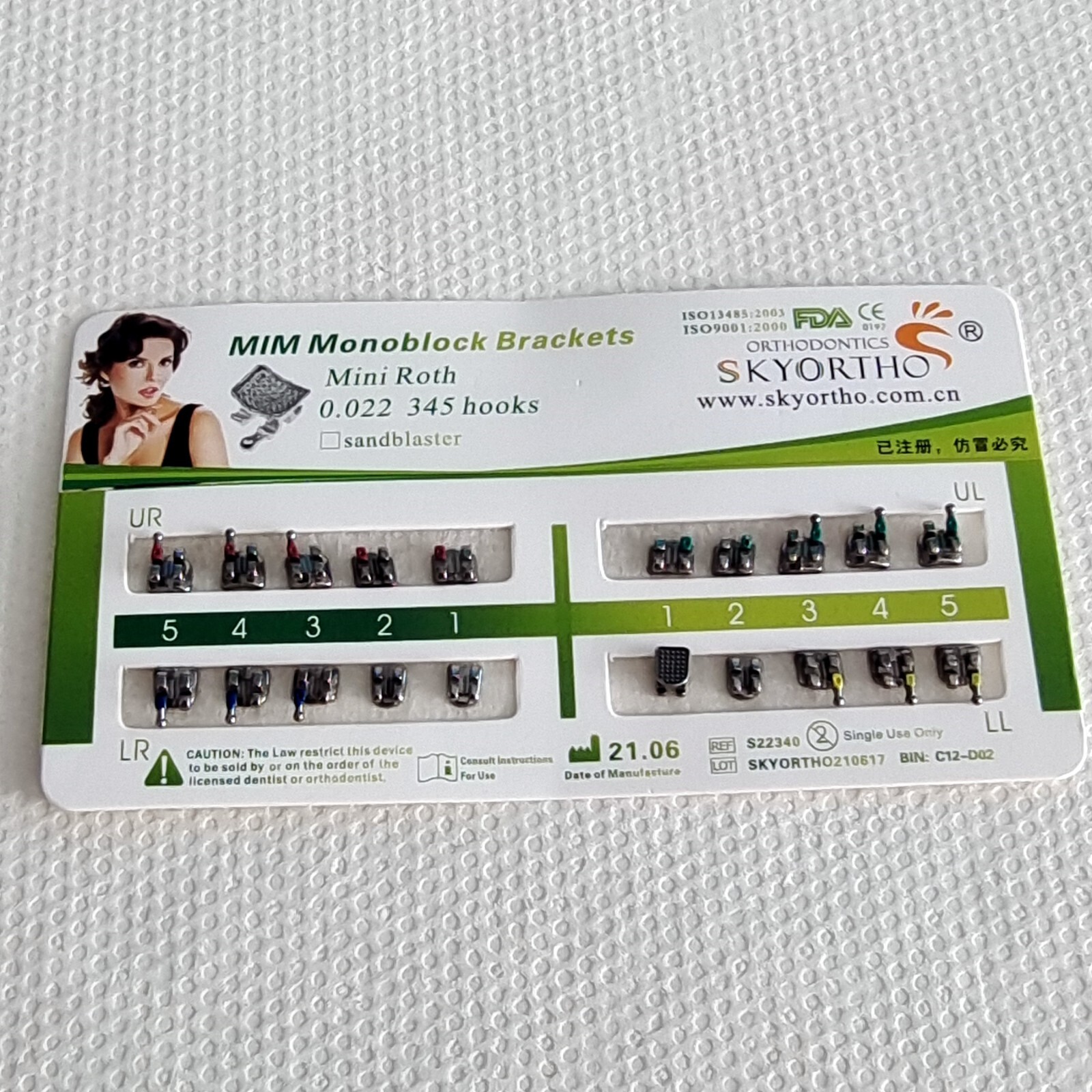 Dental Orthodontic Braces Kit 0.022 Roth Brackets NiTi Arch Wire Ligature Ties