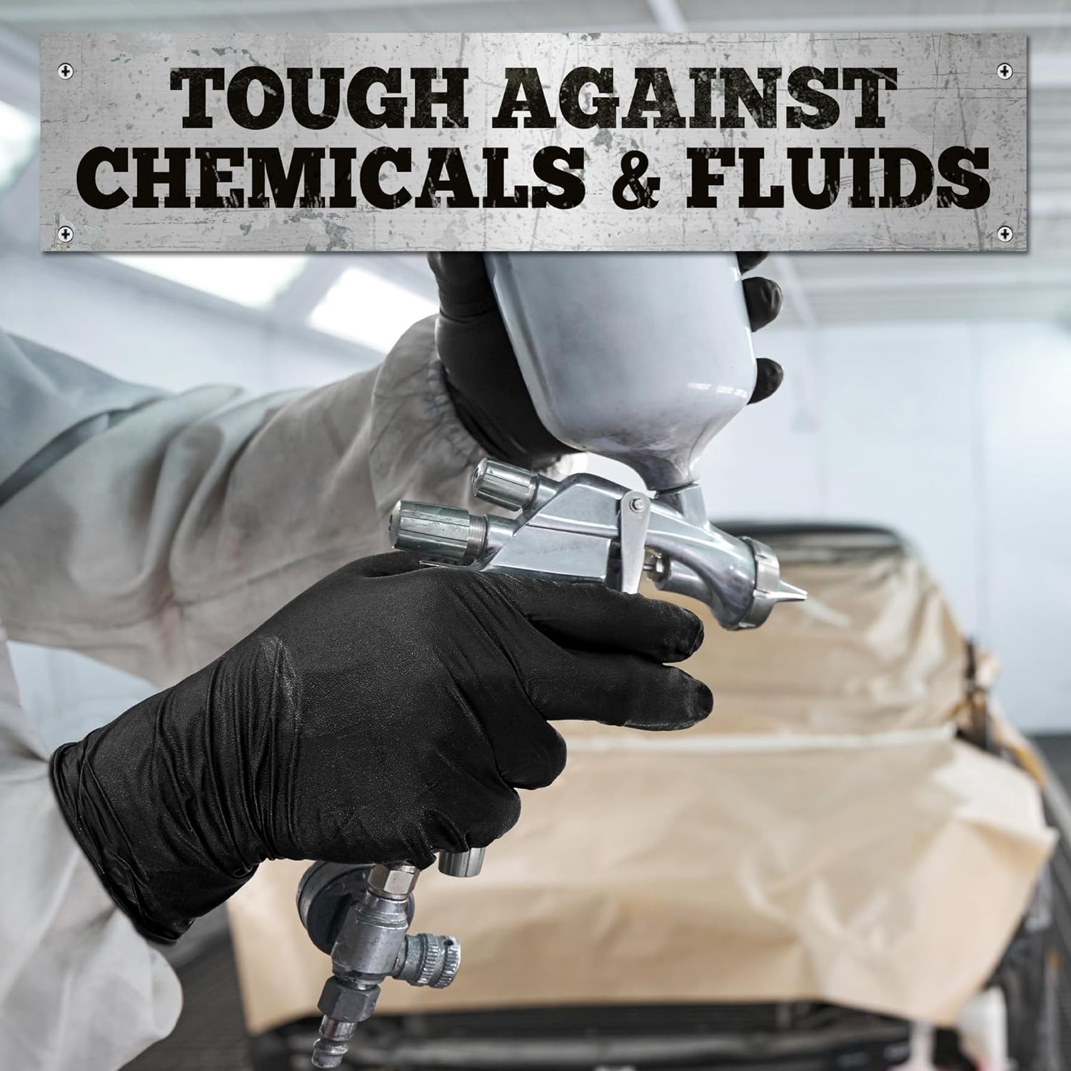 TitanFlex Heavy Duty Black Nitrile Gloves, 6 Mil, Fully Textured, Mechanic Dispo