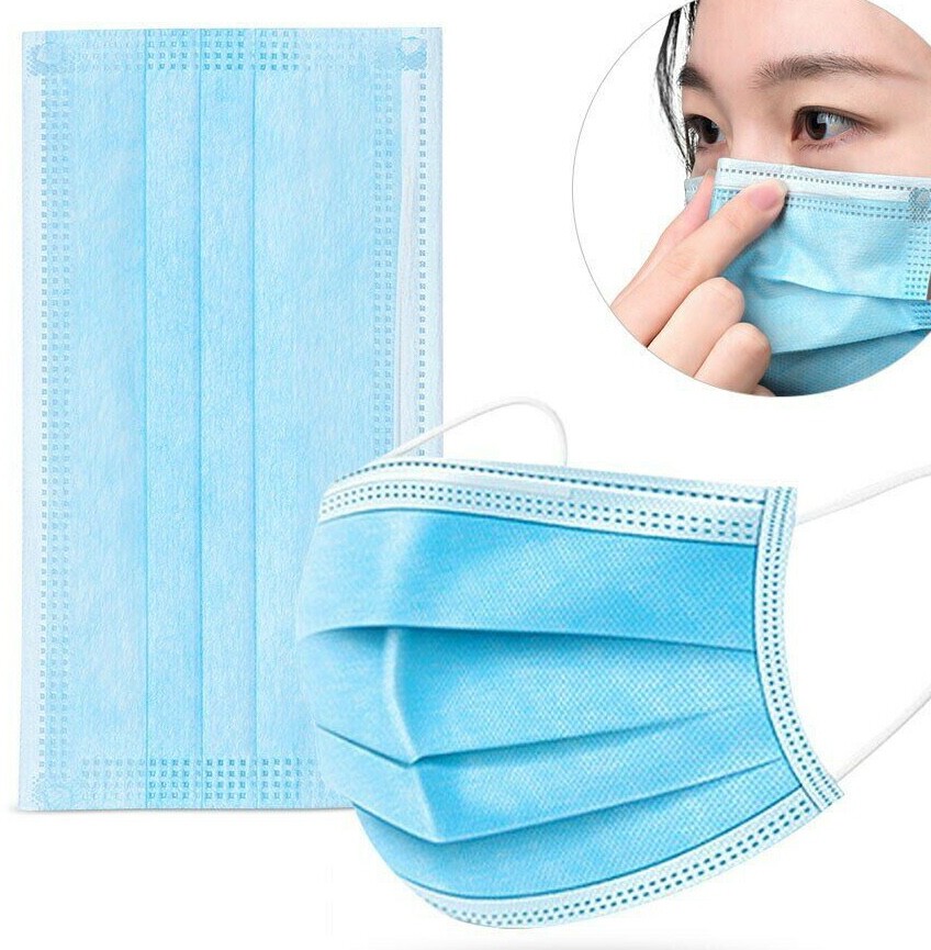 5,10, or 20 3-PLY Face Mask Cover Men Women Dental Medical Respiratory (Bag)