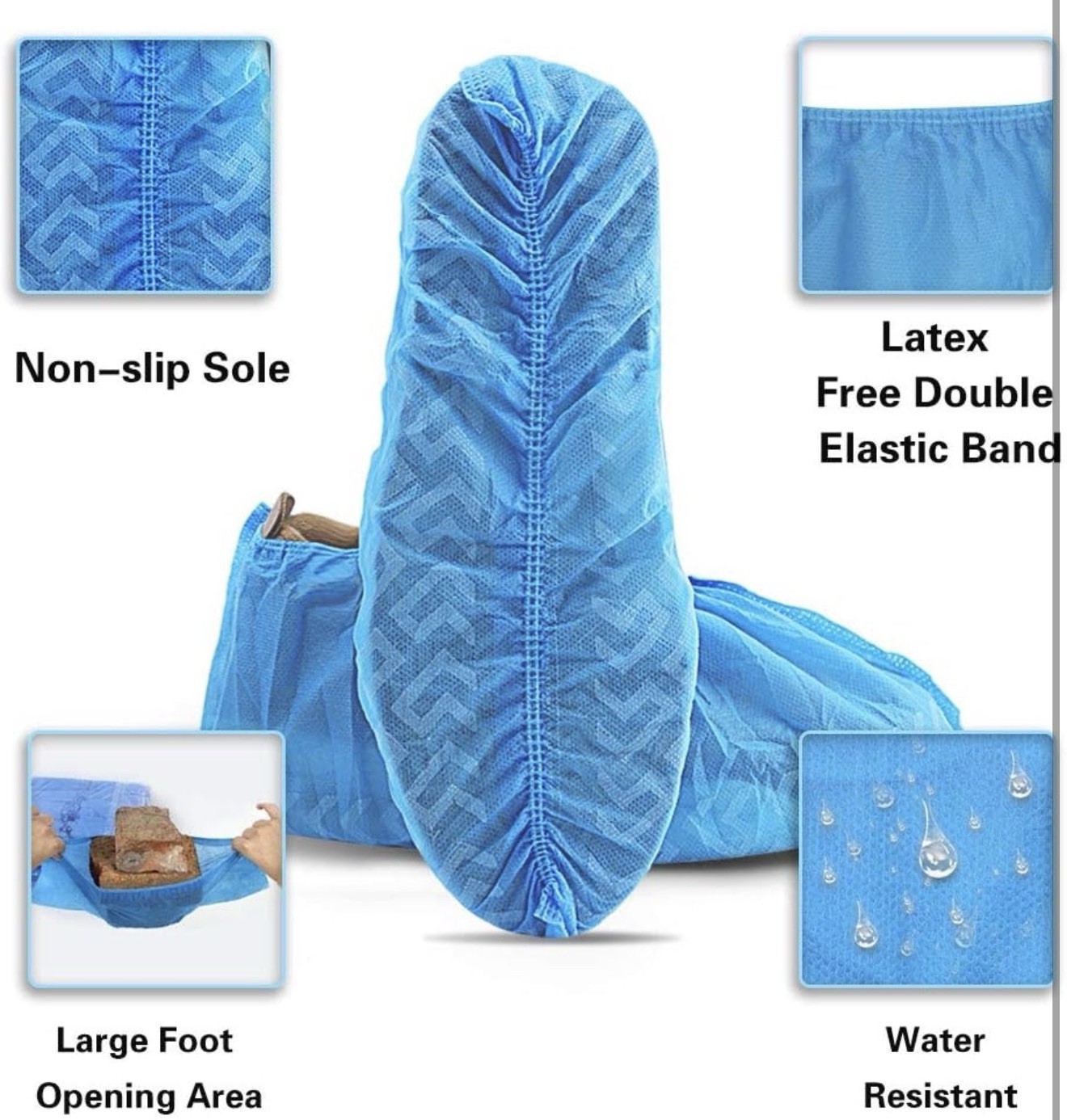 Shoes Covers Disposable 200 Pack (100 Pairs) Non-Slip Durable Indoor Shoes Cover