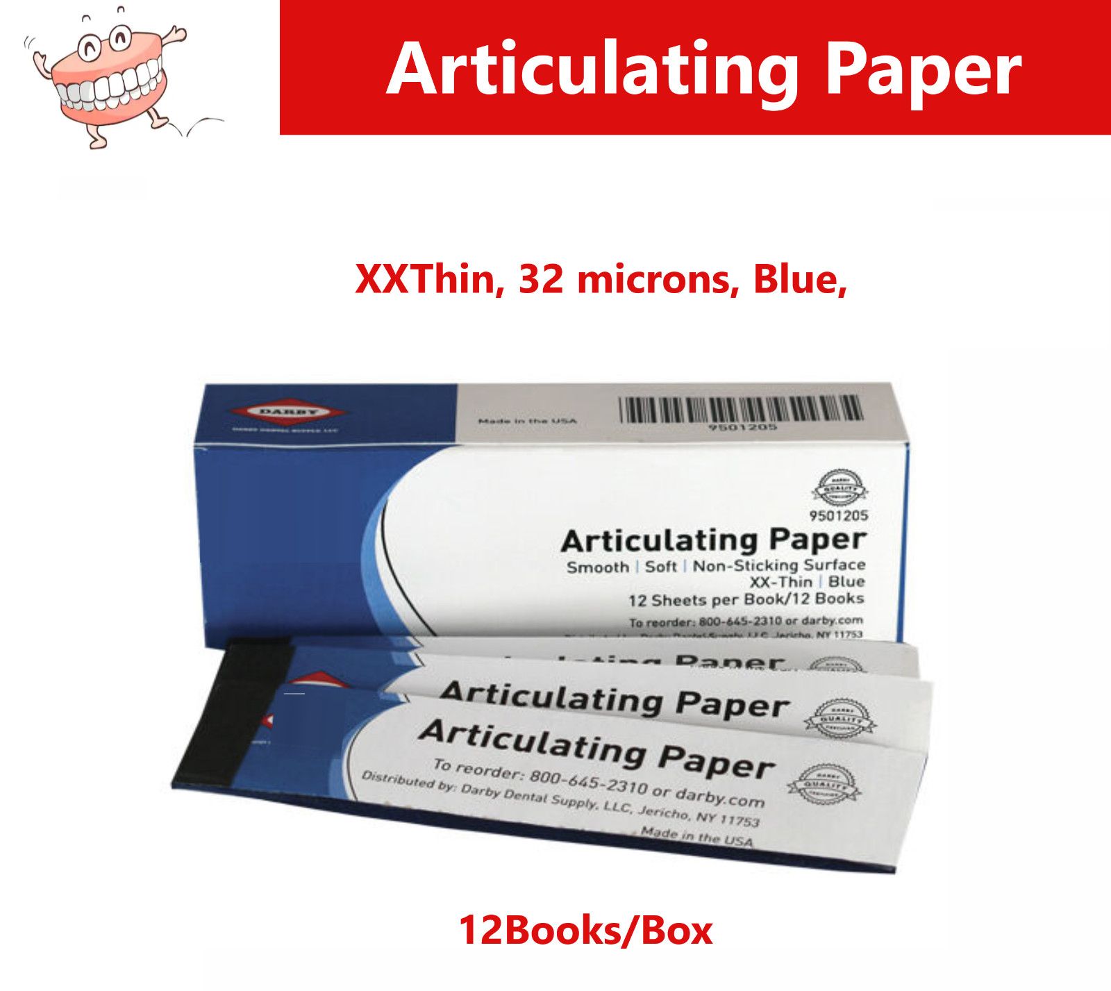 Dental Articulating Paper Thick / Thin / Horseshoe Sheets 144/Box Made in USA