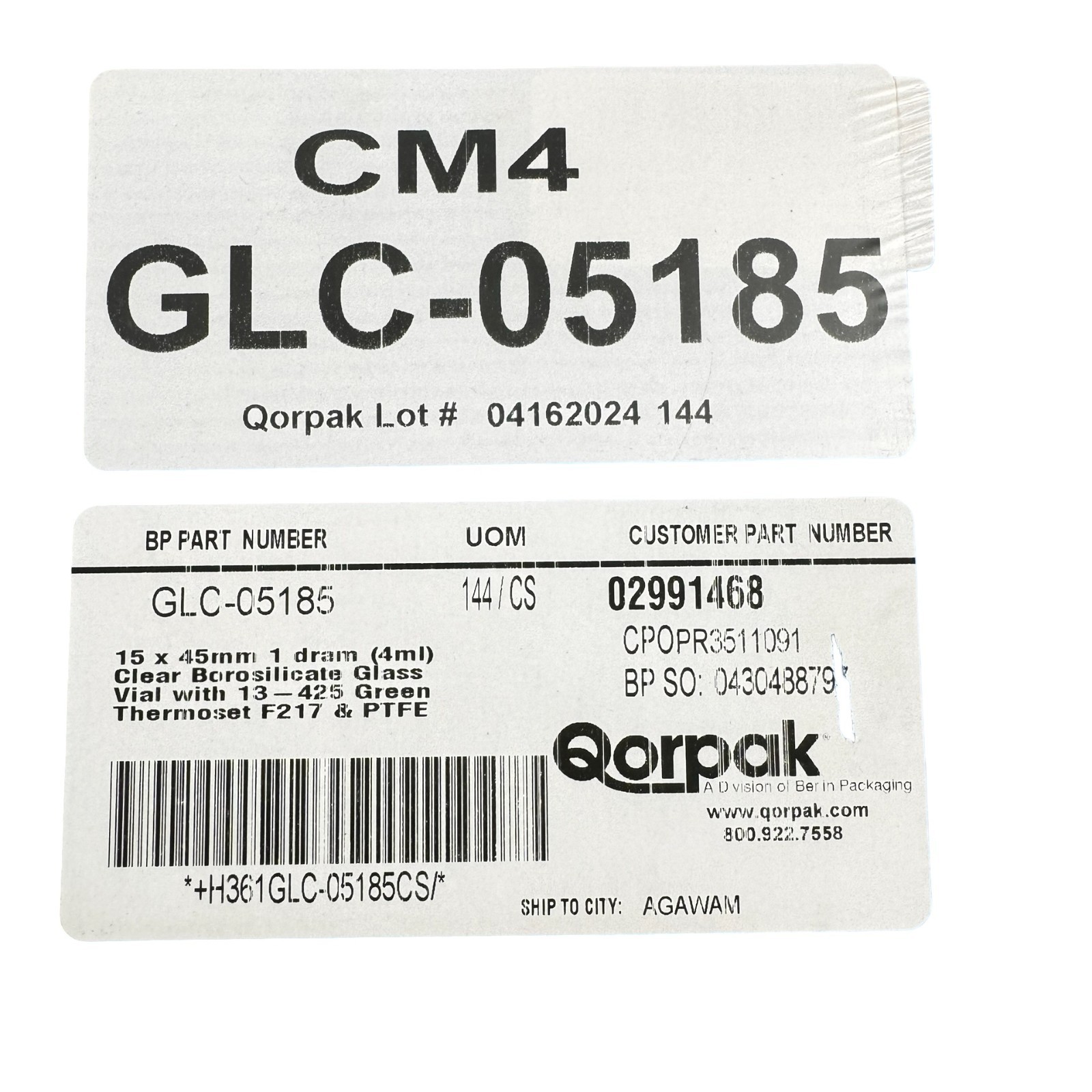 Qorpak GLC-05185 Clear Borosilicate Glass Vials – 144 Count Case 15X45MM