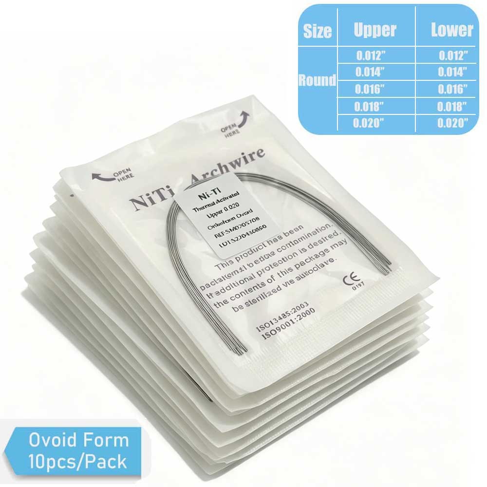 Dental Orthodontic Heat Thermal Activated NITI Arch Wires Ovoid Round