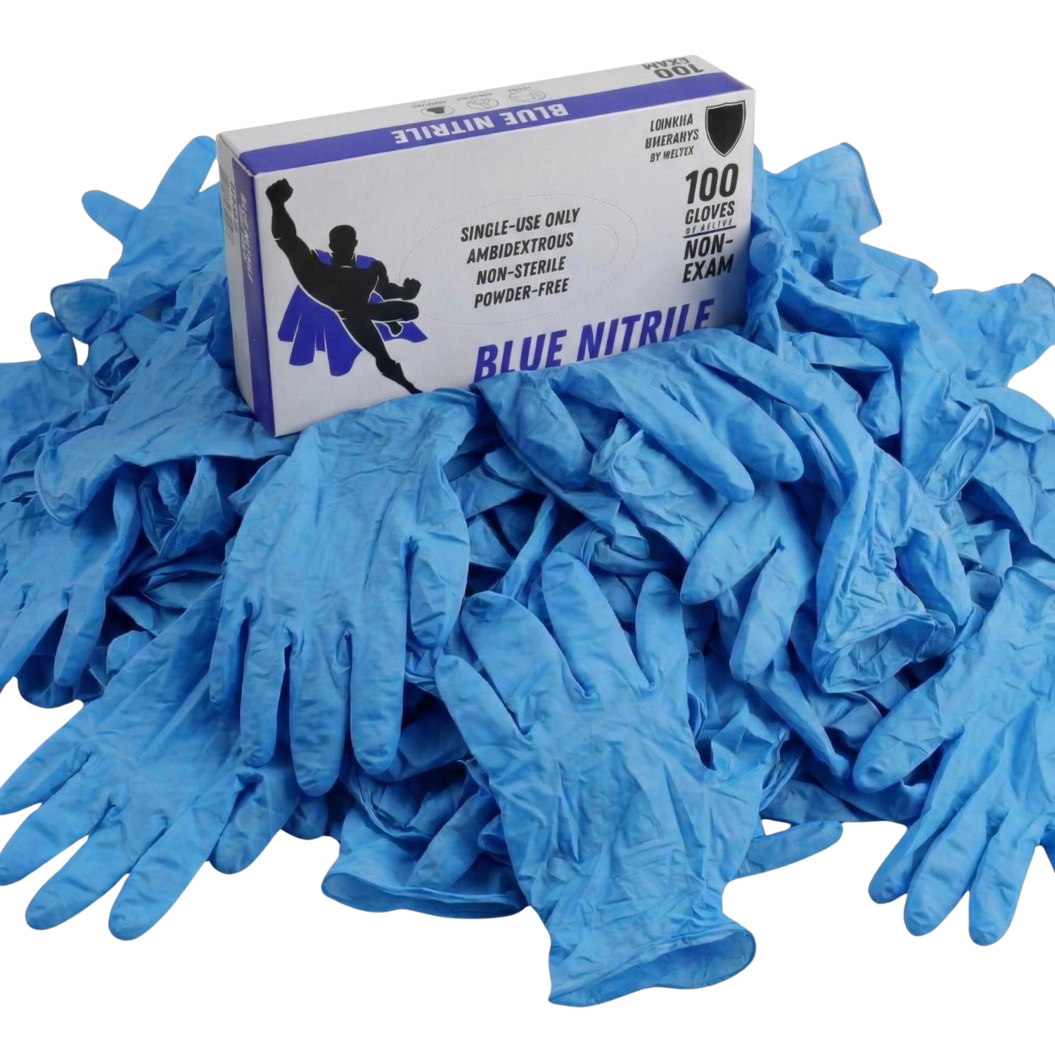 1000 Gloves Blue Industrial Nitrile Gloves Powder Free 5 Mil 2XL